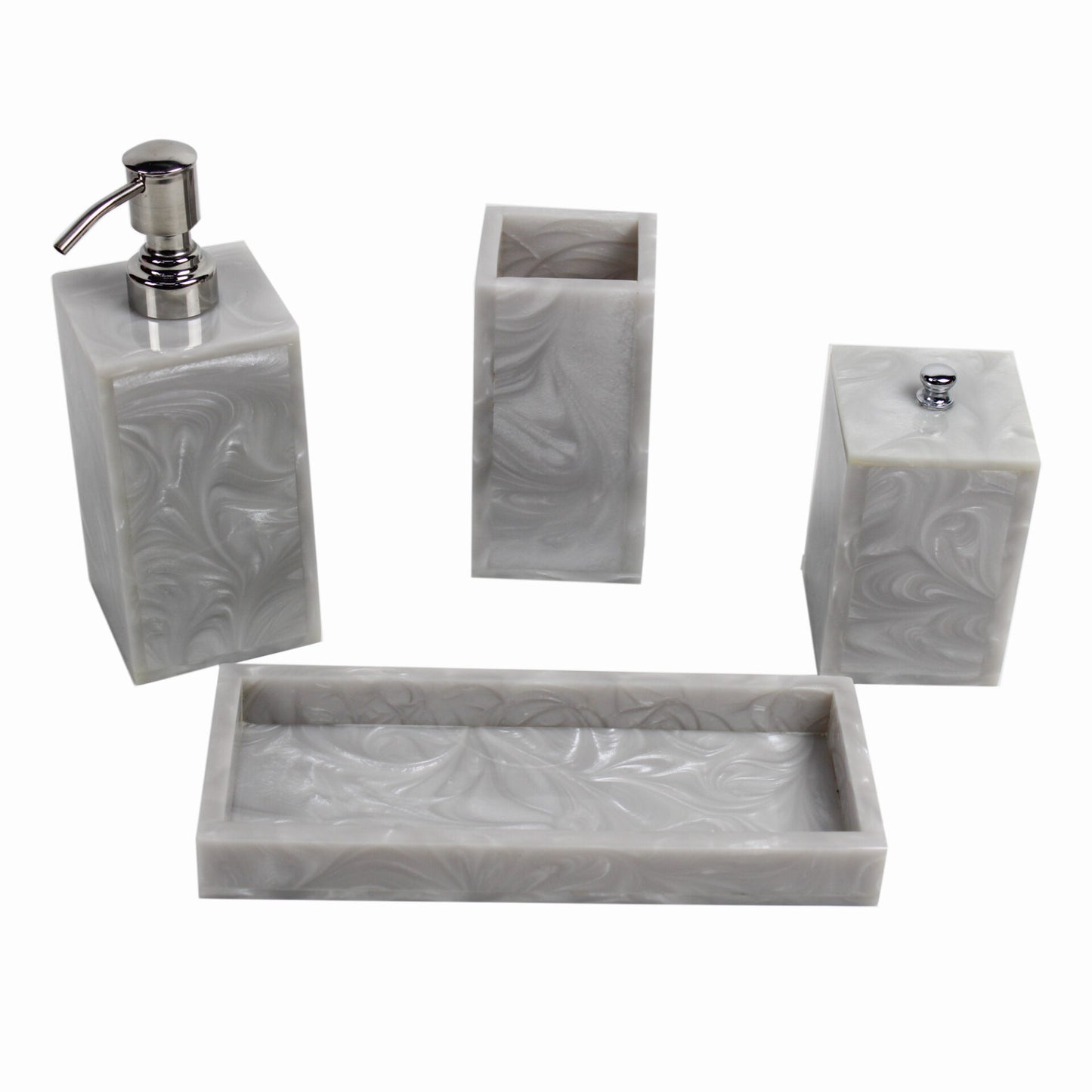 Grey Resin Bath Set of 4 Pcs.