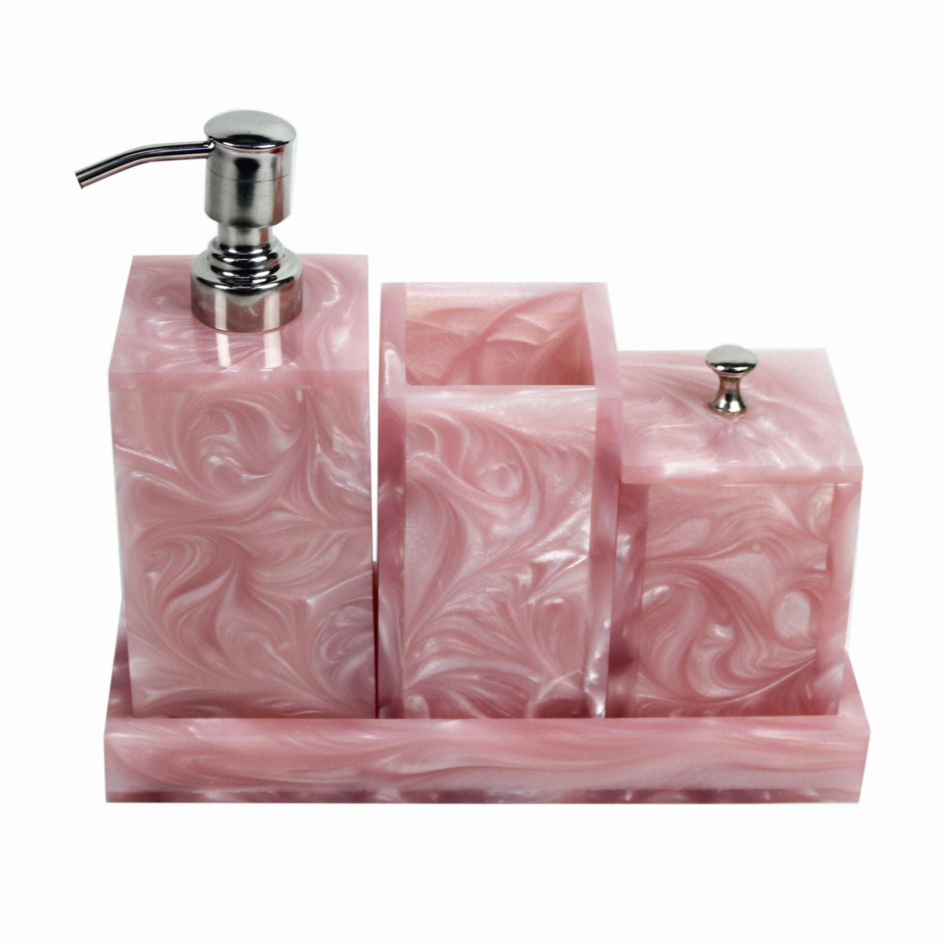 Pink Bathroom Accessory Set of Four