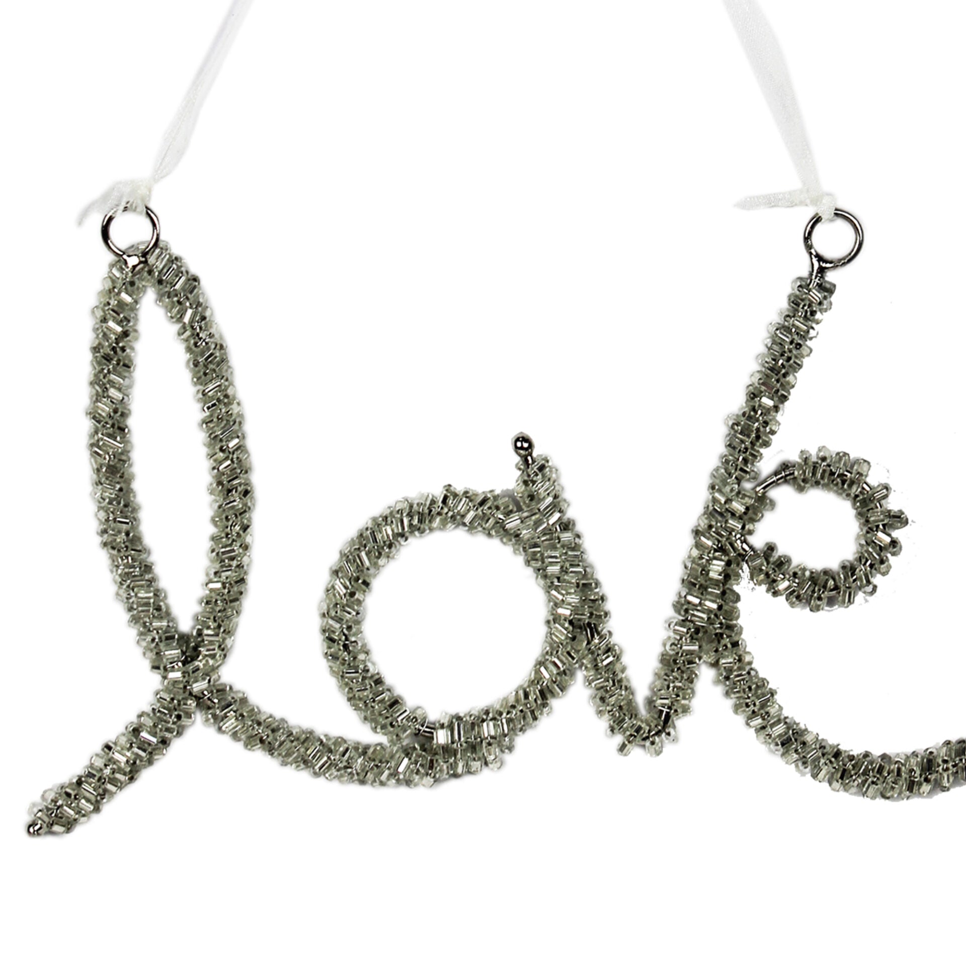 Set of 3 Beaded LOVE Christmas Tree Decorative Ornaments