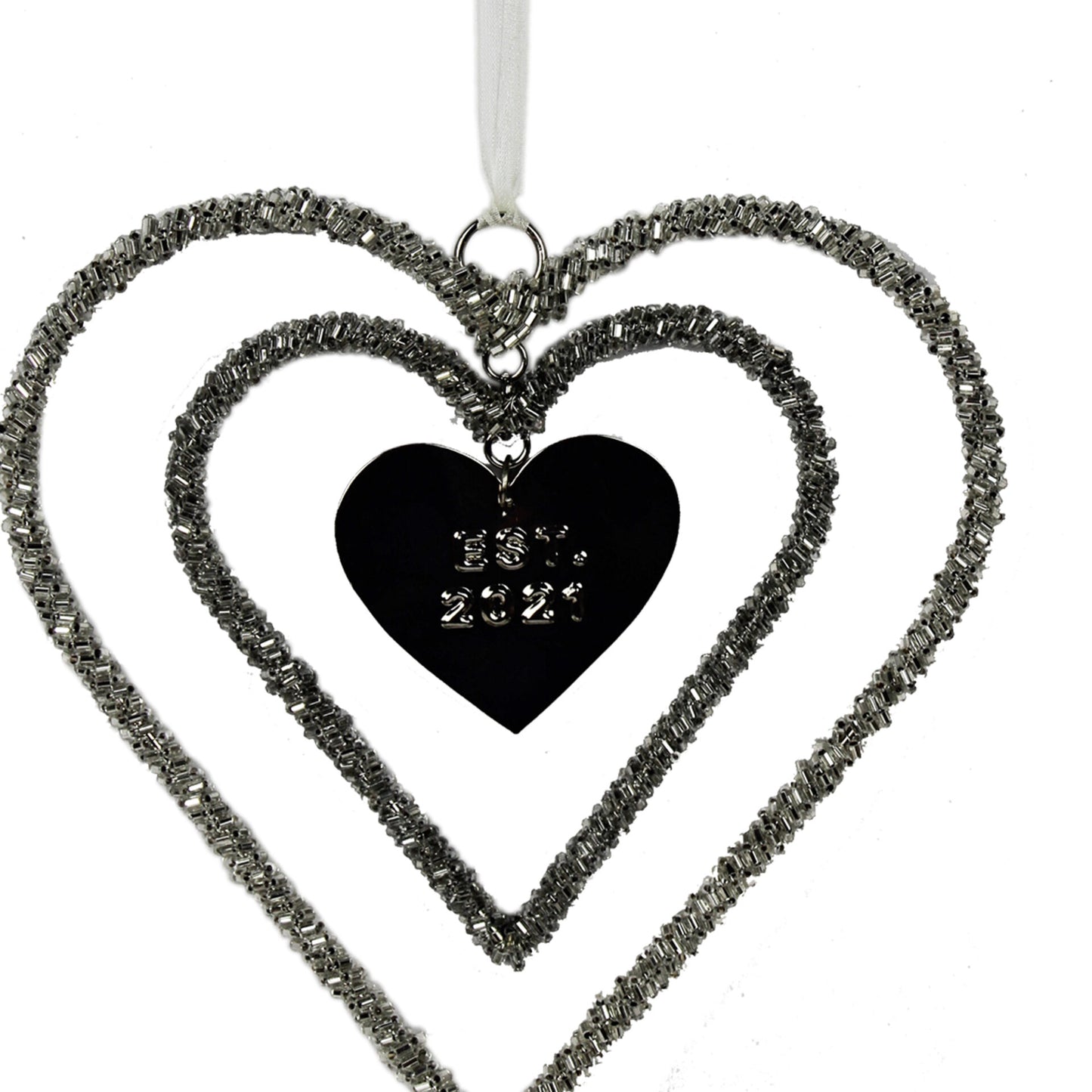 Set of 3 Beaded "HEART" Shaped Hanging Christmas Tree Ornaments