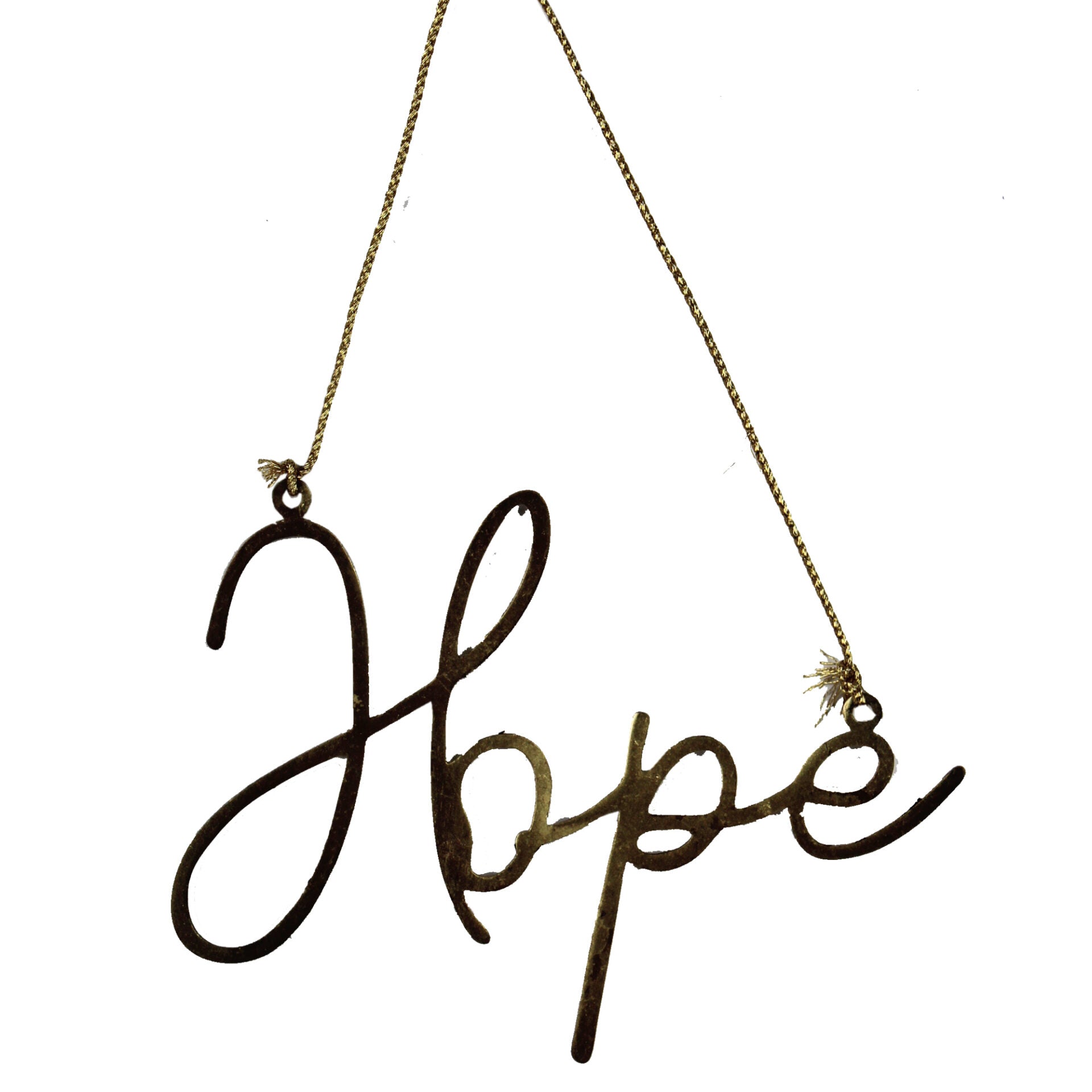 Set of 6 Golden Metal "HOPE" Hanging Christmas Ornaments