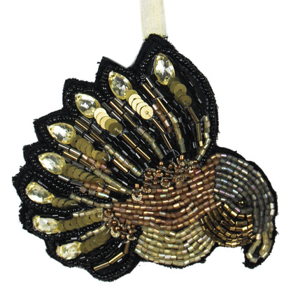 Set of 4 Embroidered Peacock Christmas Ornament