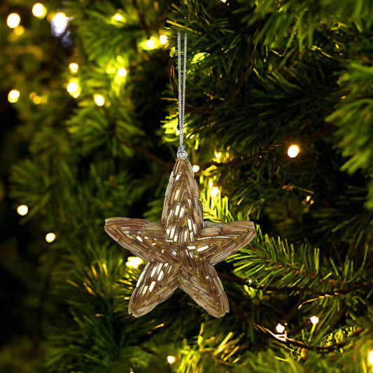 Set of 4 Glass Star Shaped Christmas Tree Ornament