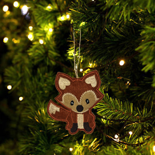 Set of 4 Fox Shaped Christmas Tree Hanging Ornaments