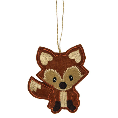 Set of 4 Fox Shaped Christmas Tree Hanging Ornaments