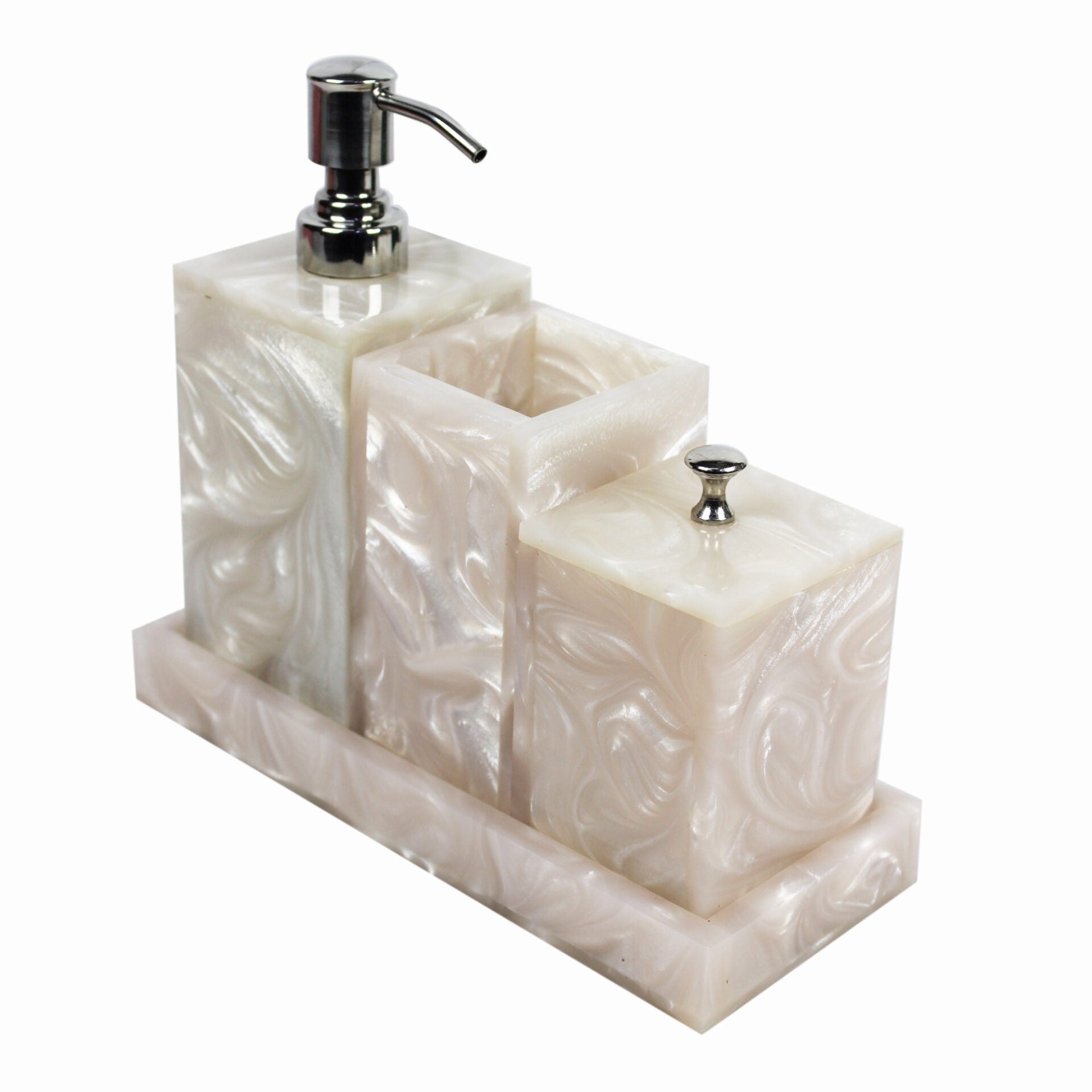 Stylish Decorative Ivory Bathroom Accessory Set of Four