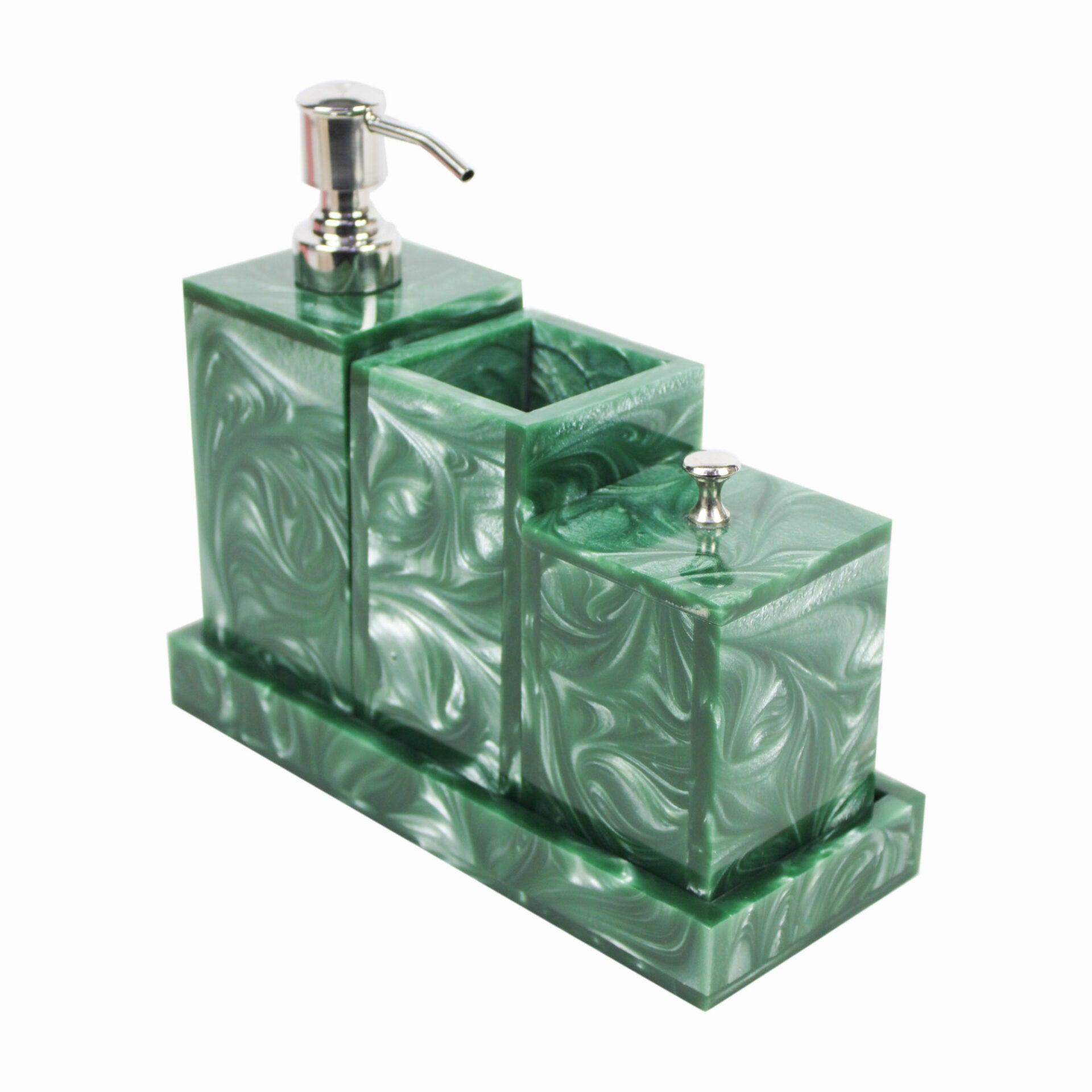 Green Modern Bath Accessory for Luxury Bathrooms Set of Four