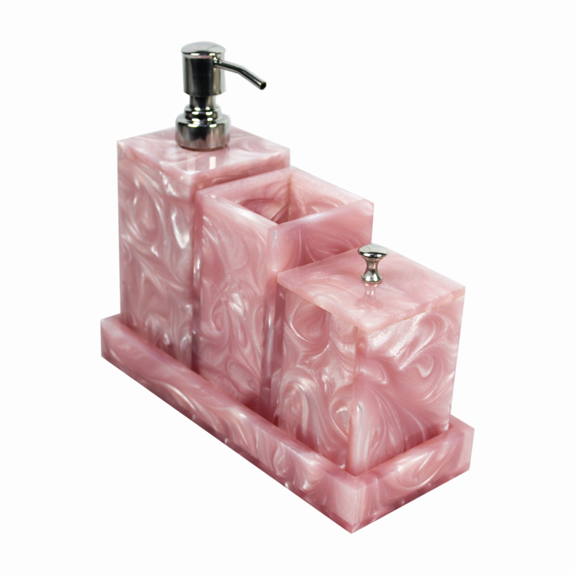 Pink Bathroom Accessory Set of Four