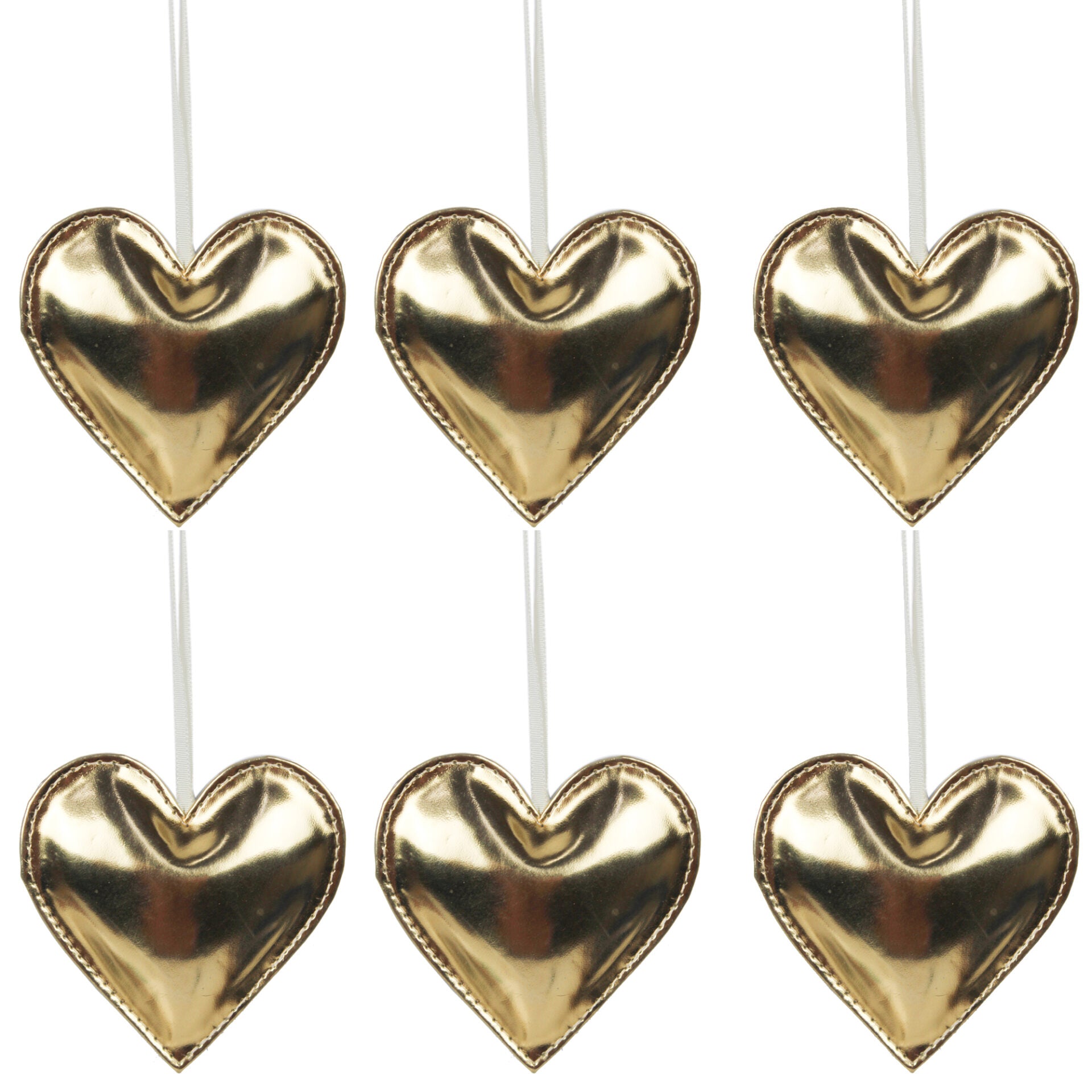 Set of 4 Leatherite "HEART" Shaped Christmas Ornaments