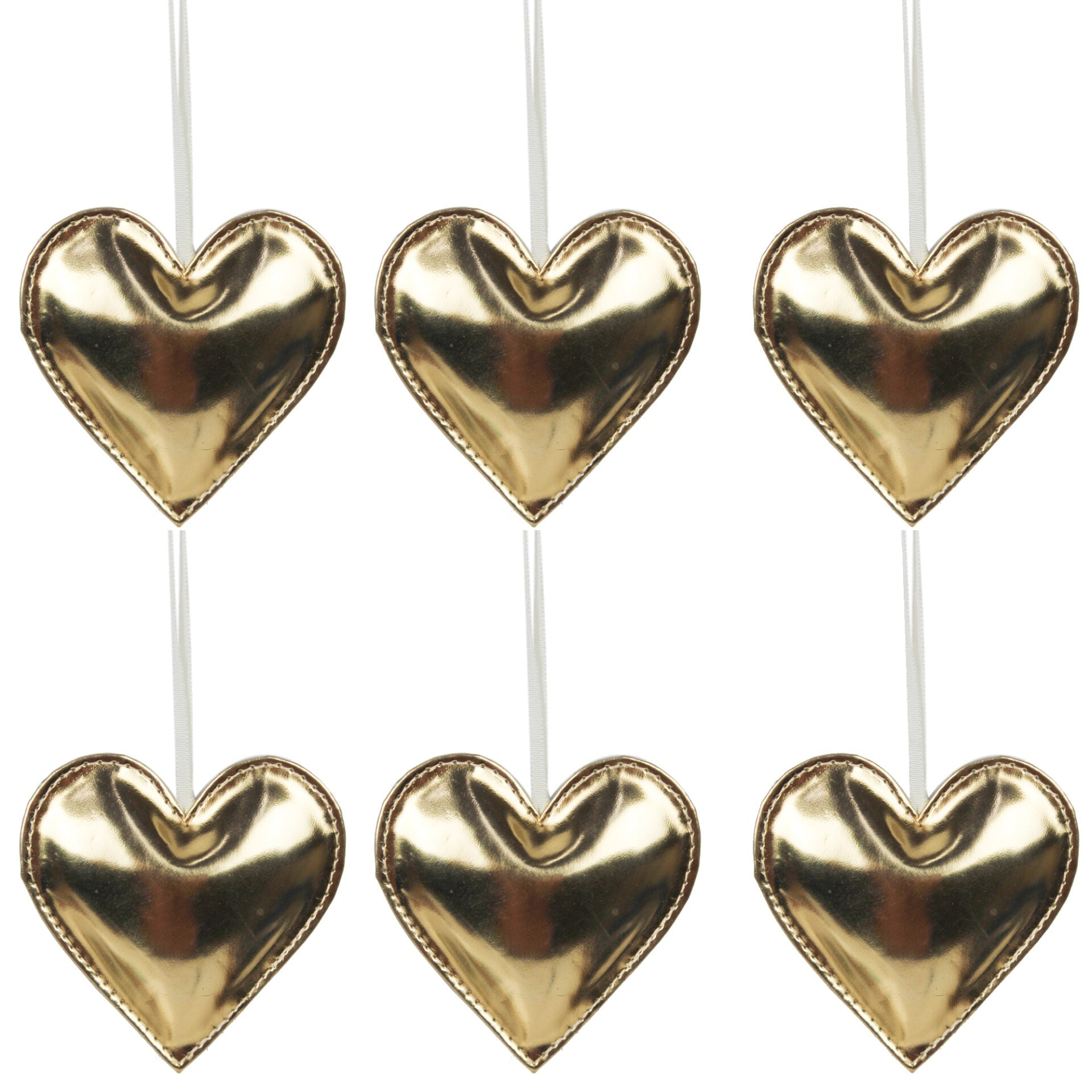 Set of 4 Leatherite "HEART" Shaped Christmas Ornaments