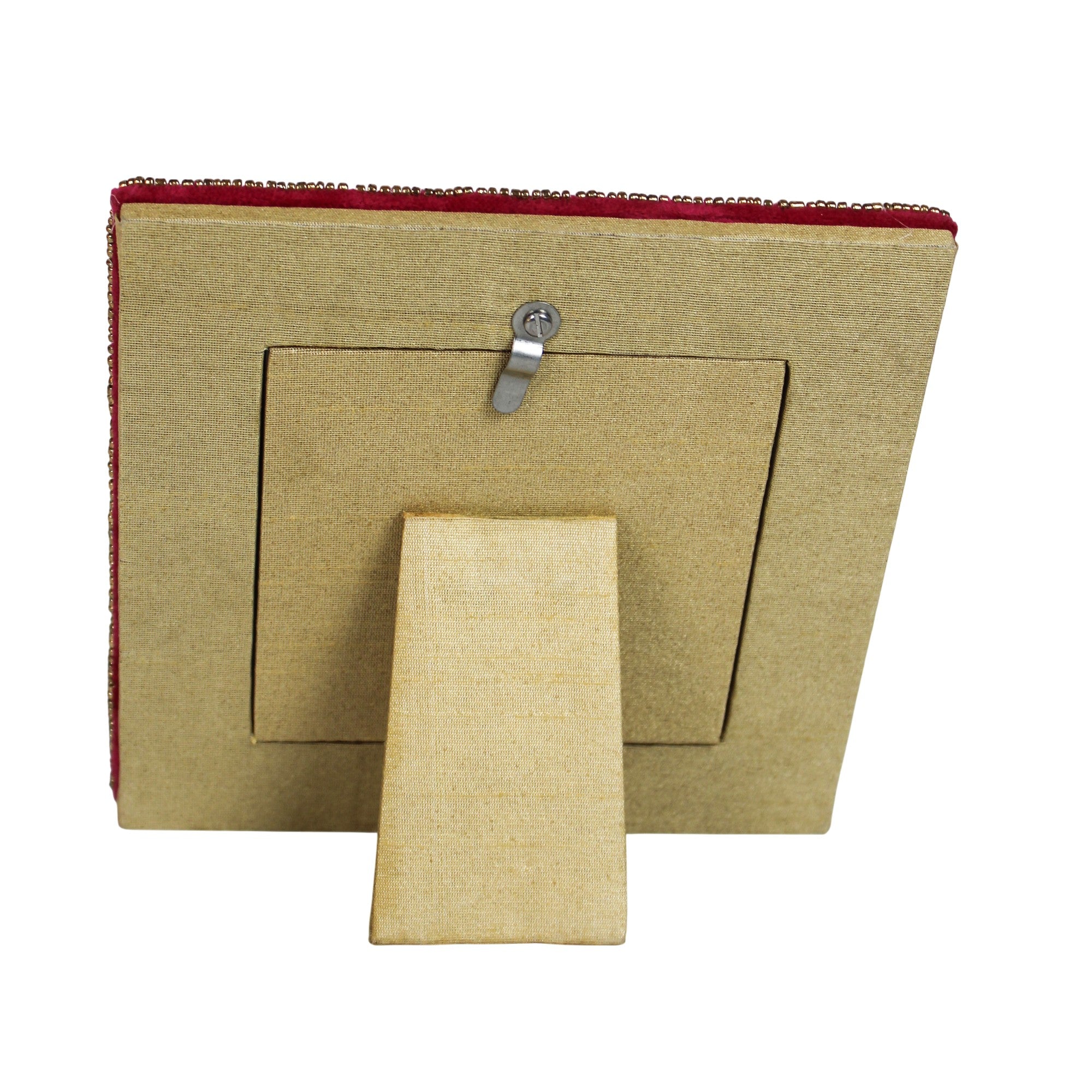 Royal Crimson Velvet & Pearl Hand-Embellished Photo Frame