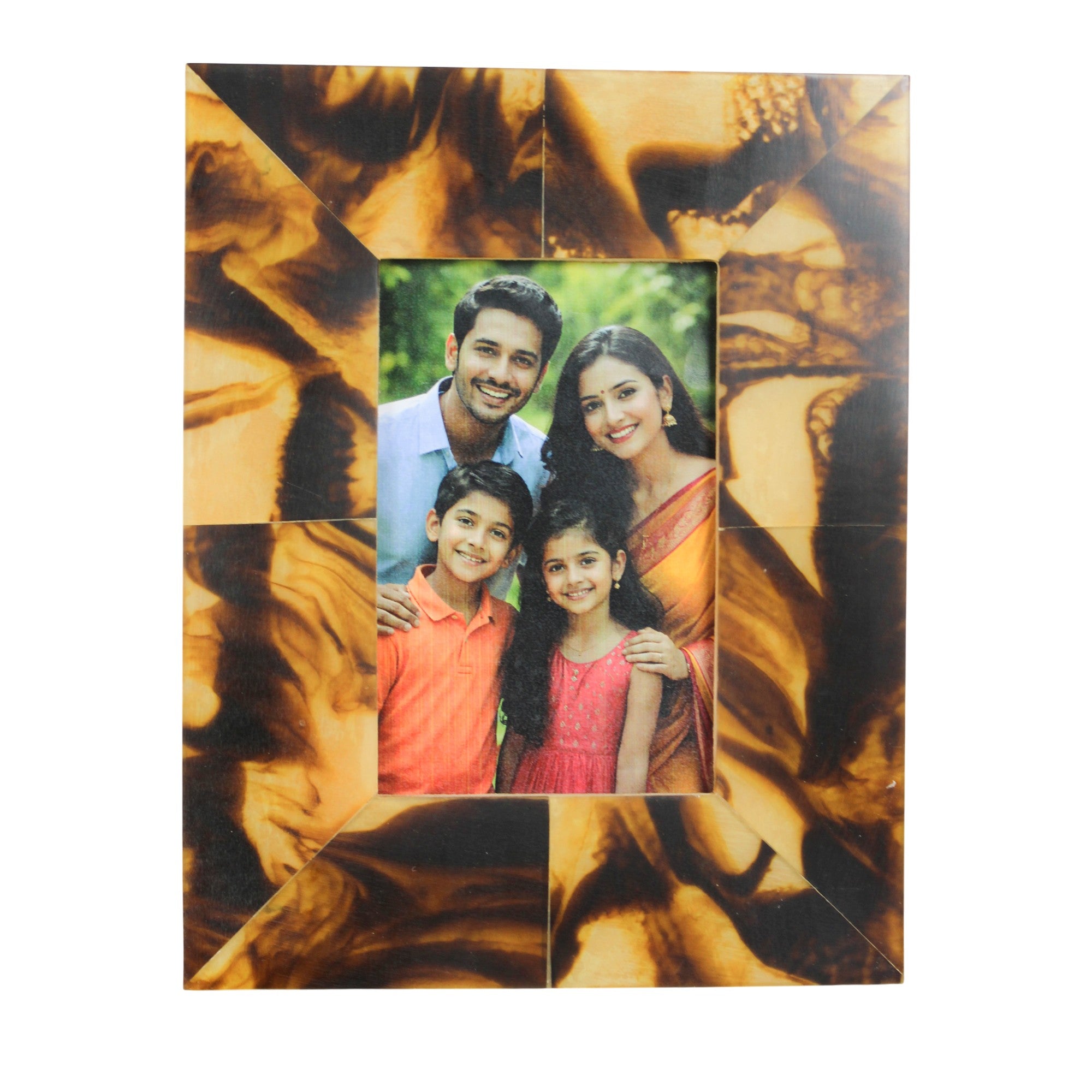  Amber Marbled Tortoise Shell Inlay Jewellery Box 