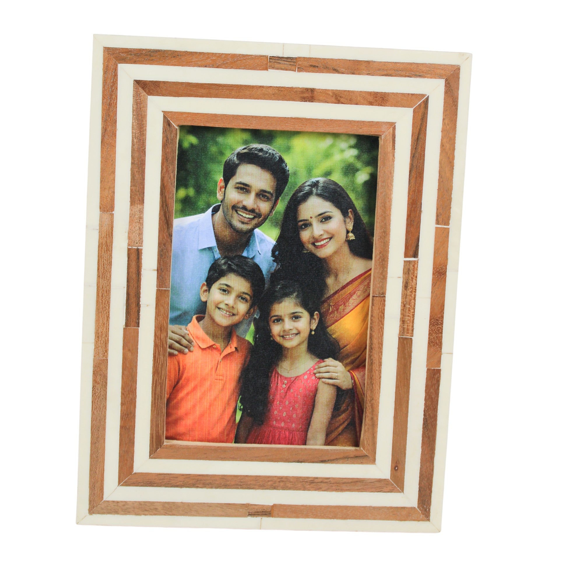  Linear Horizon Wood and Bone Inlay Photo Frame 