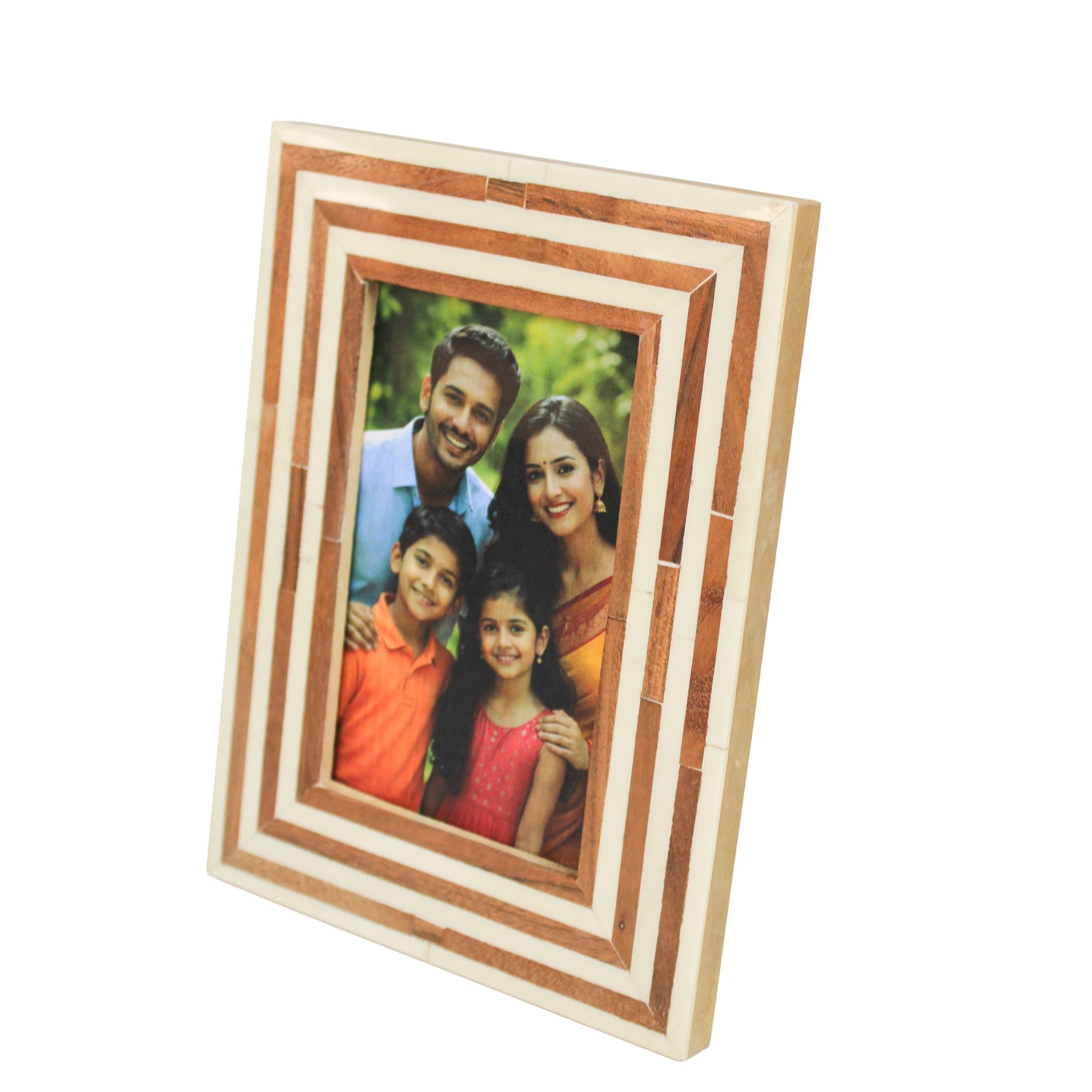 Linear Horizon Wood and Bone Inlay Photo Frame