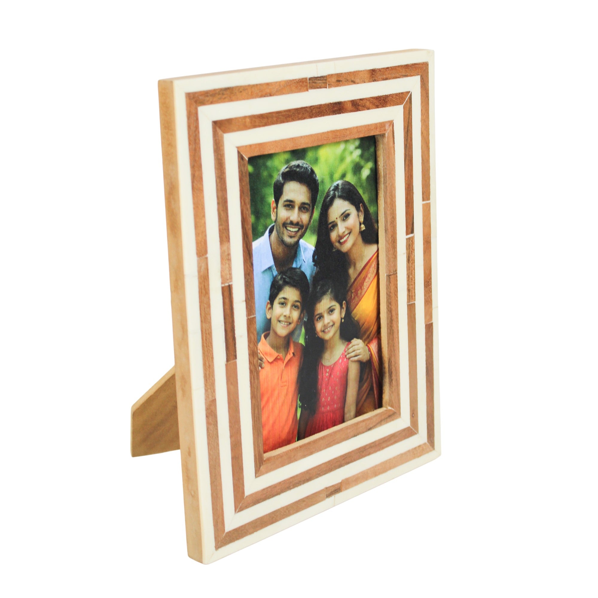 Linear Horizon Wood and Bone Inlay Photo Frame