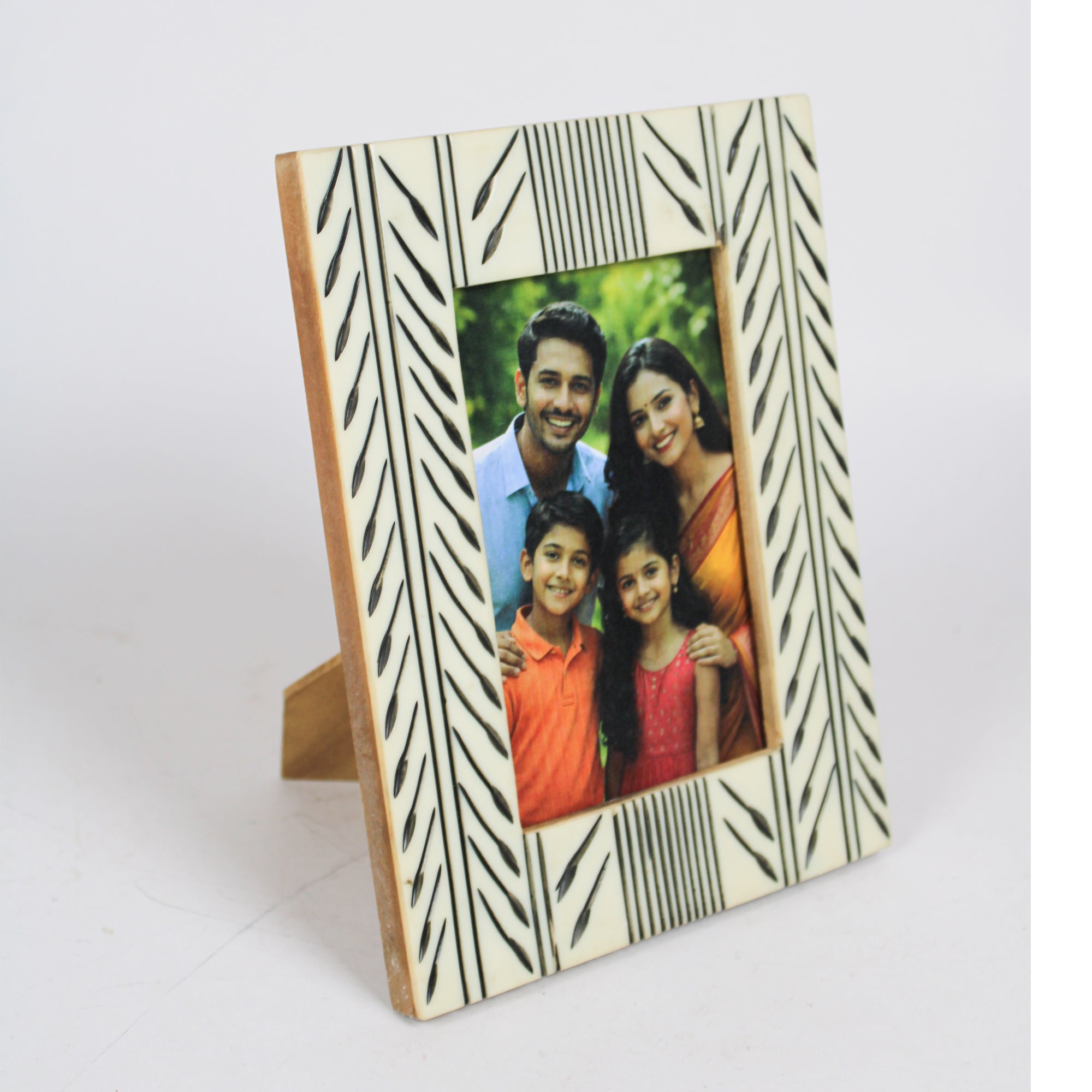 Zen Botanical Hand-Carved Inlay Photo Frame