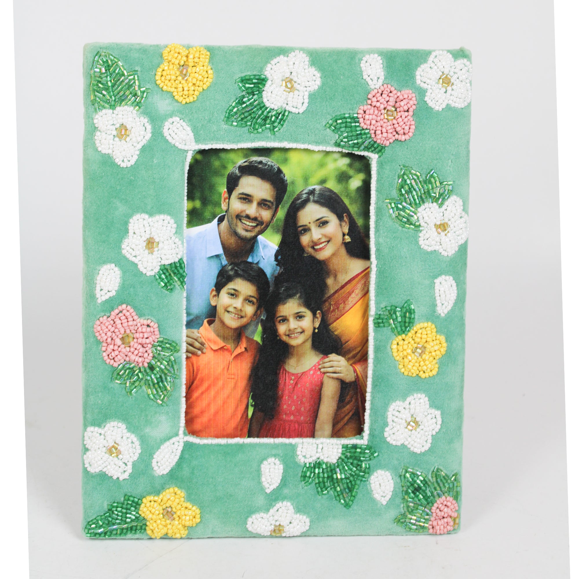 Garden Bloom Mint Velvet & Beaded Photo Frame