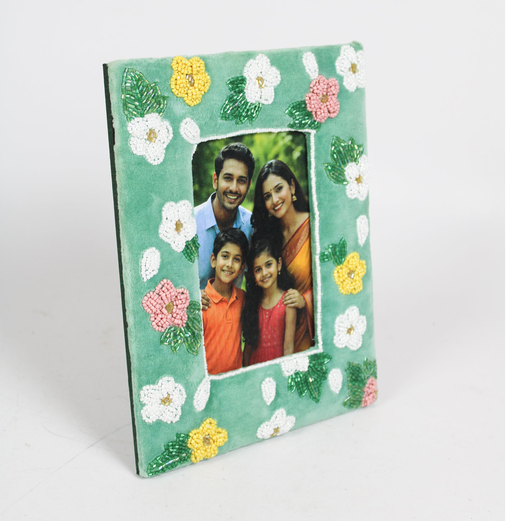 Garden Bloom Mint Velvet & Beaded Photo Frame