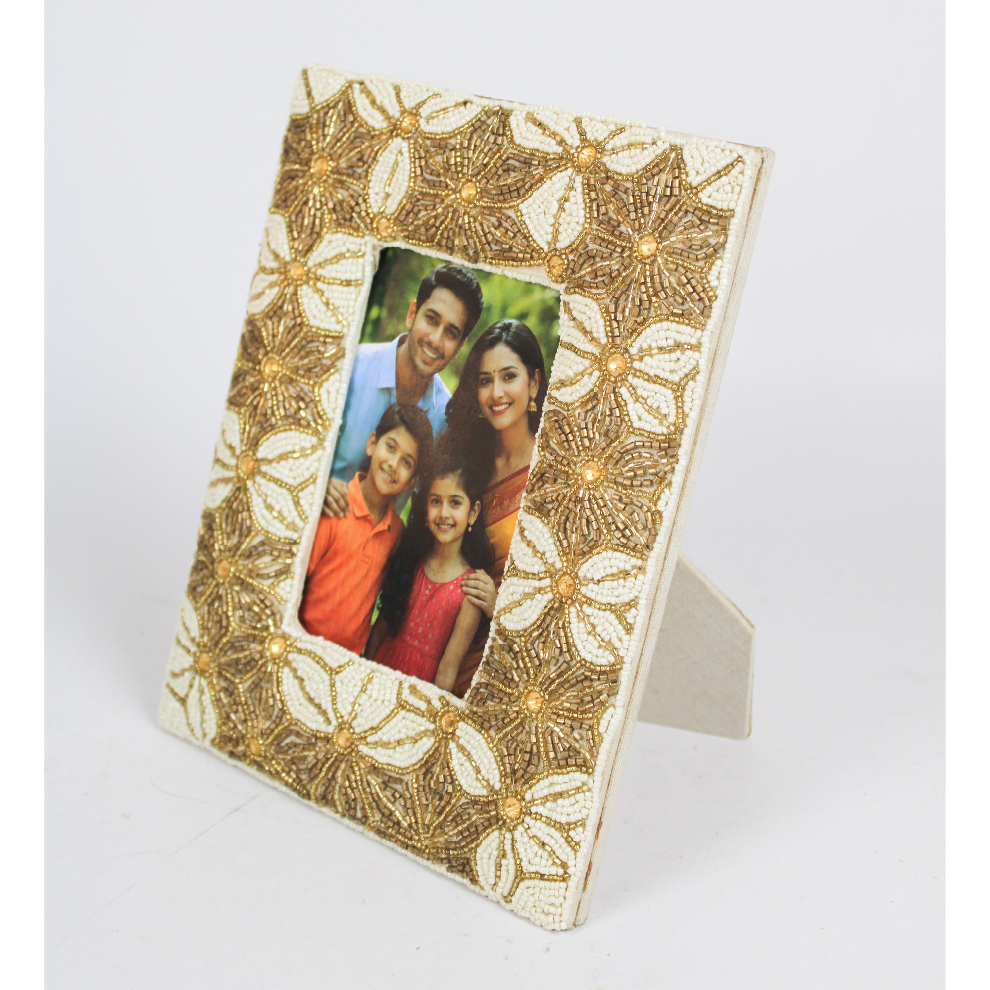 Hand-Beaded Artisan Photo Frame
