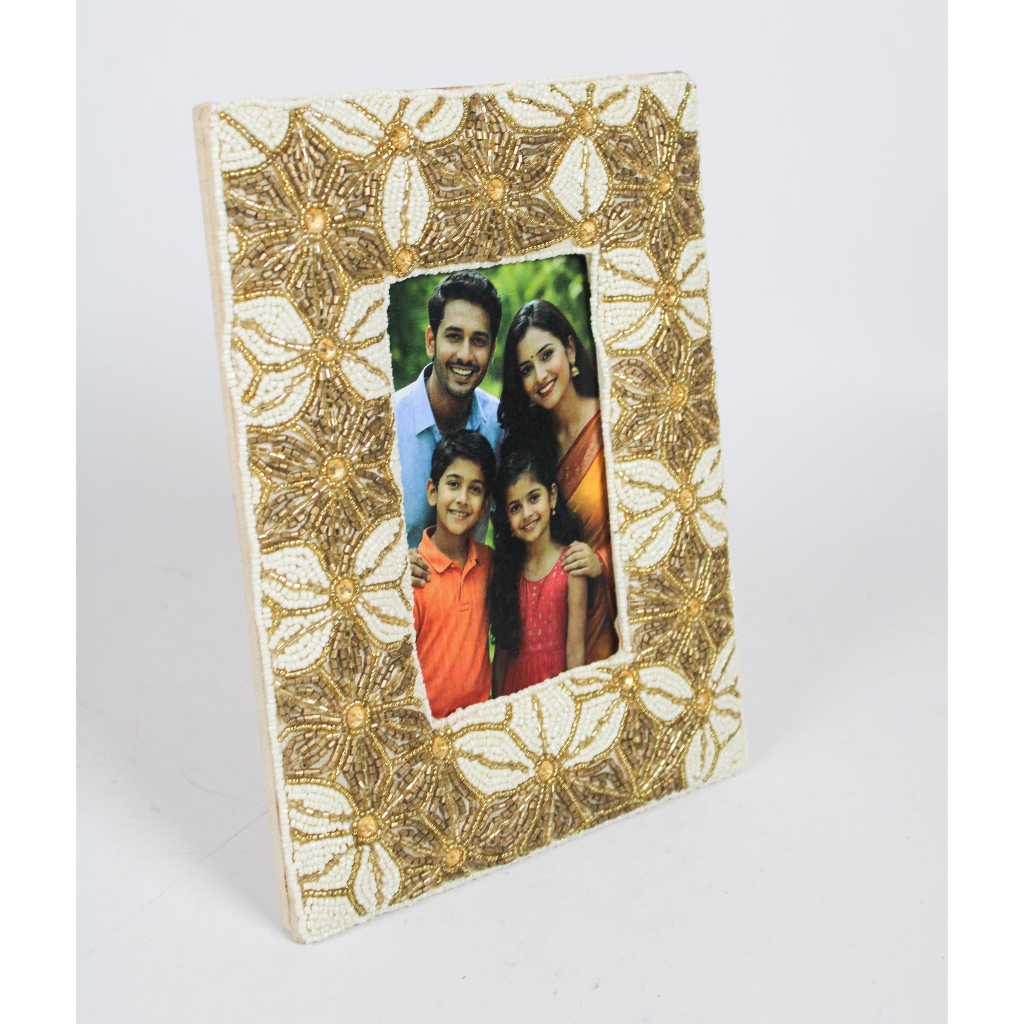 Hand-Beaded Artisan Photo Frame