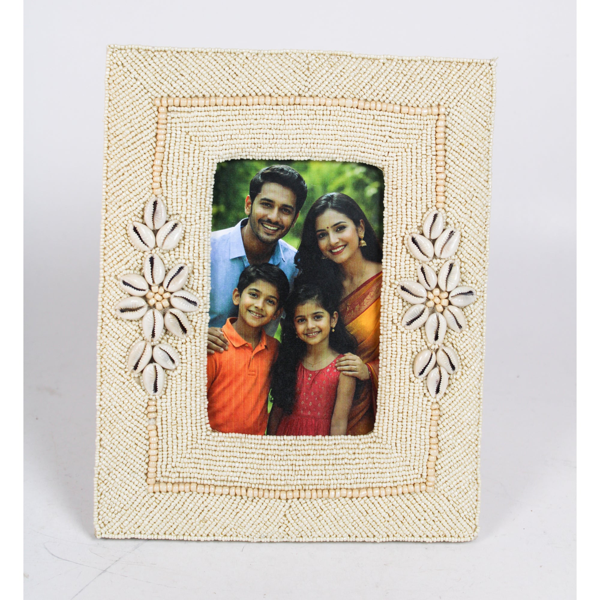 Handcrafted Artisanal Shell & Bead Photo Frame