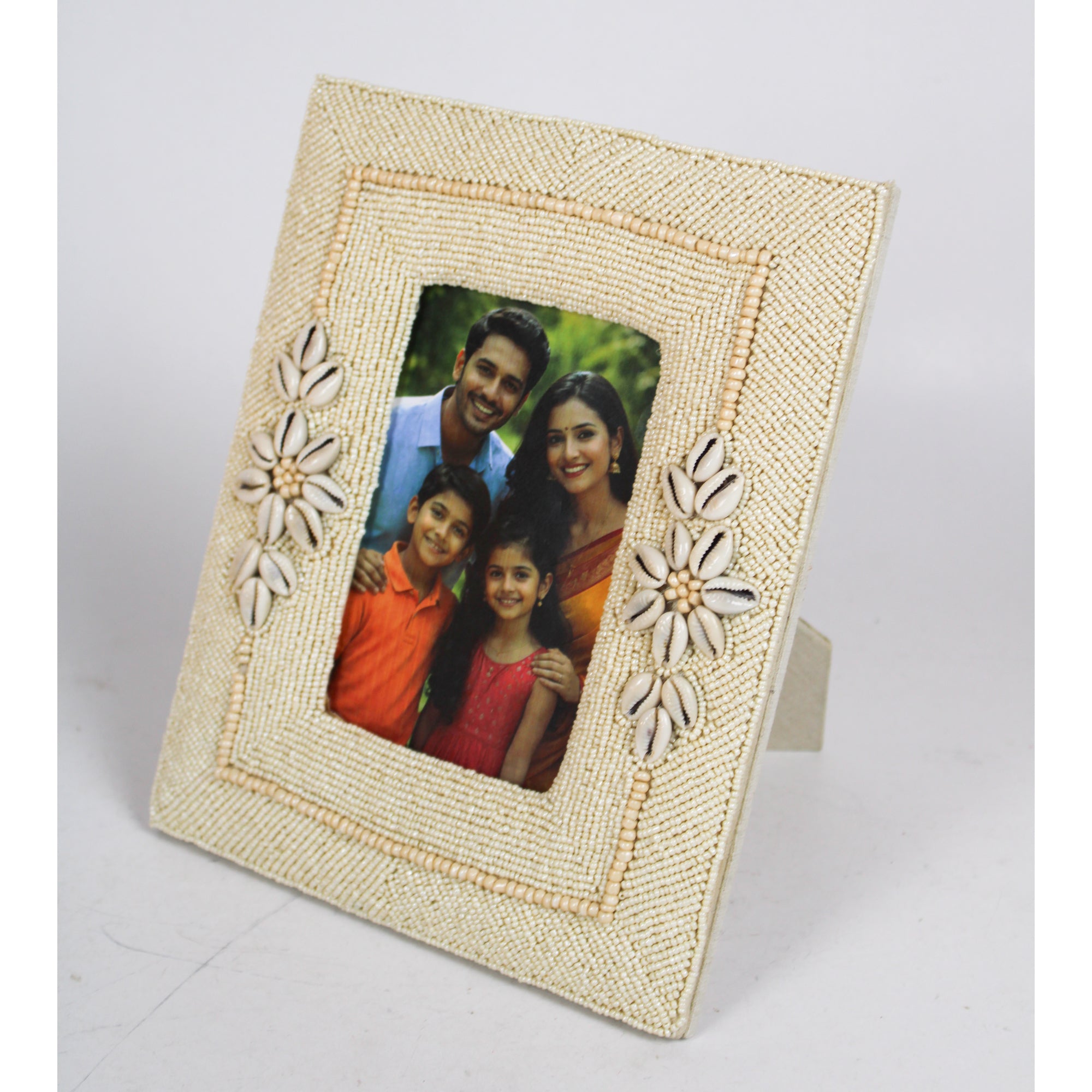 Handcrafted Artisanal Shell & Bead Photo Frame