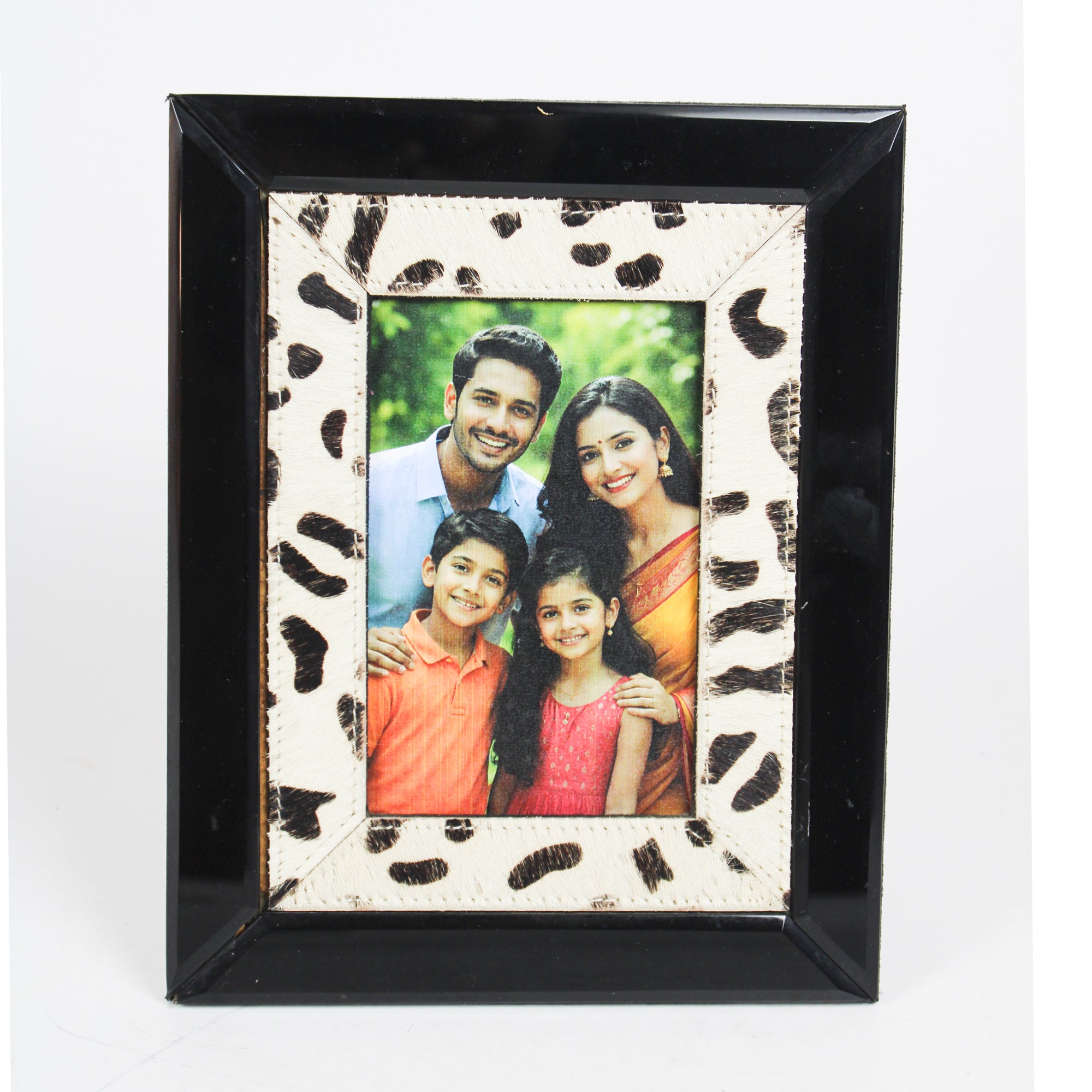 Chic Leopard Print & Smoked Glass Photo Frame