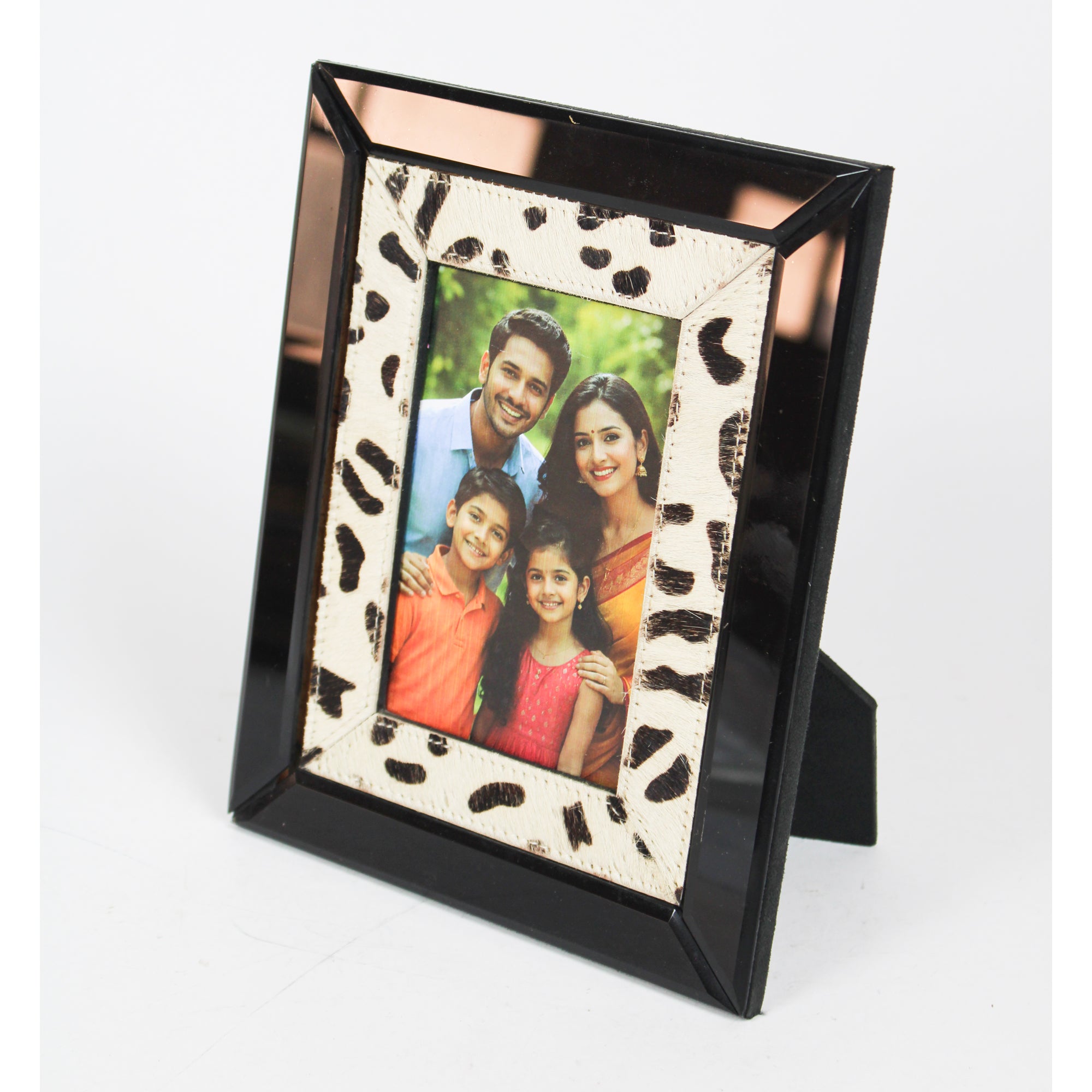 Chic Leopard Print & Smoked Glass Photo Frame