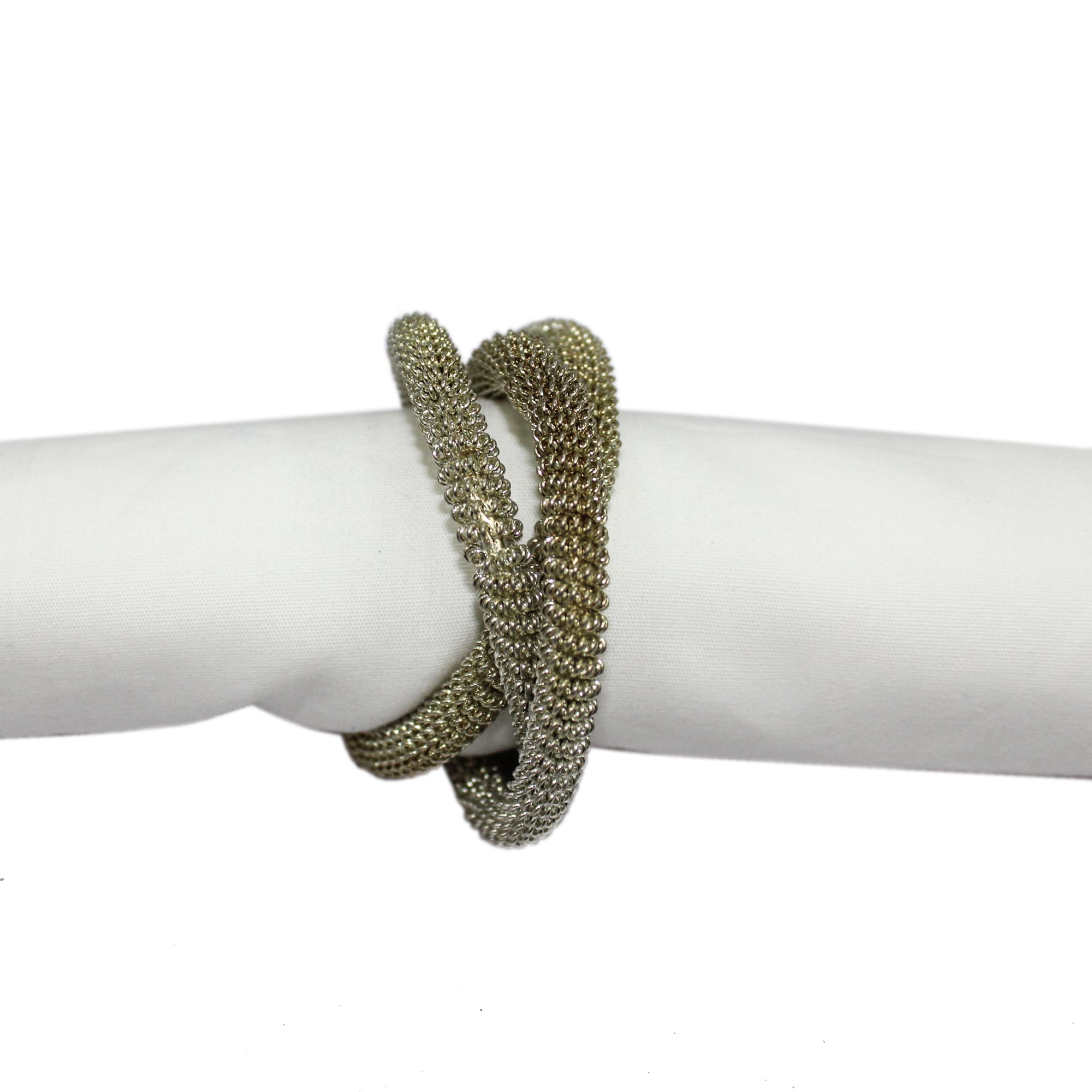 Silver Color Interlocking Napkin Rings for Dining Table Set of Four