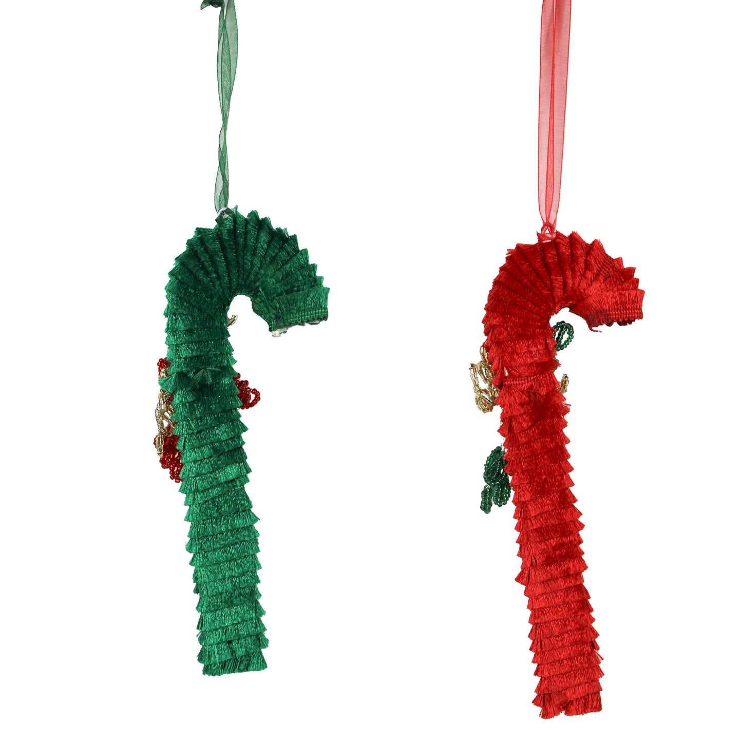 Set of 2 Candy Stick Shaped Christmas Ornament