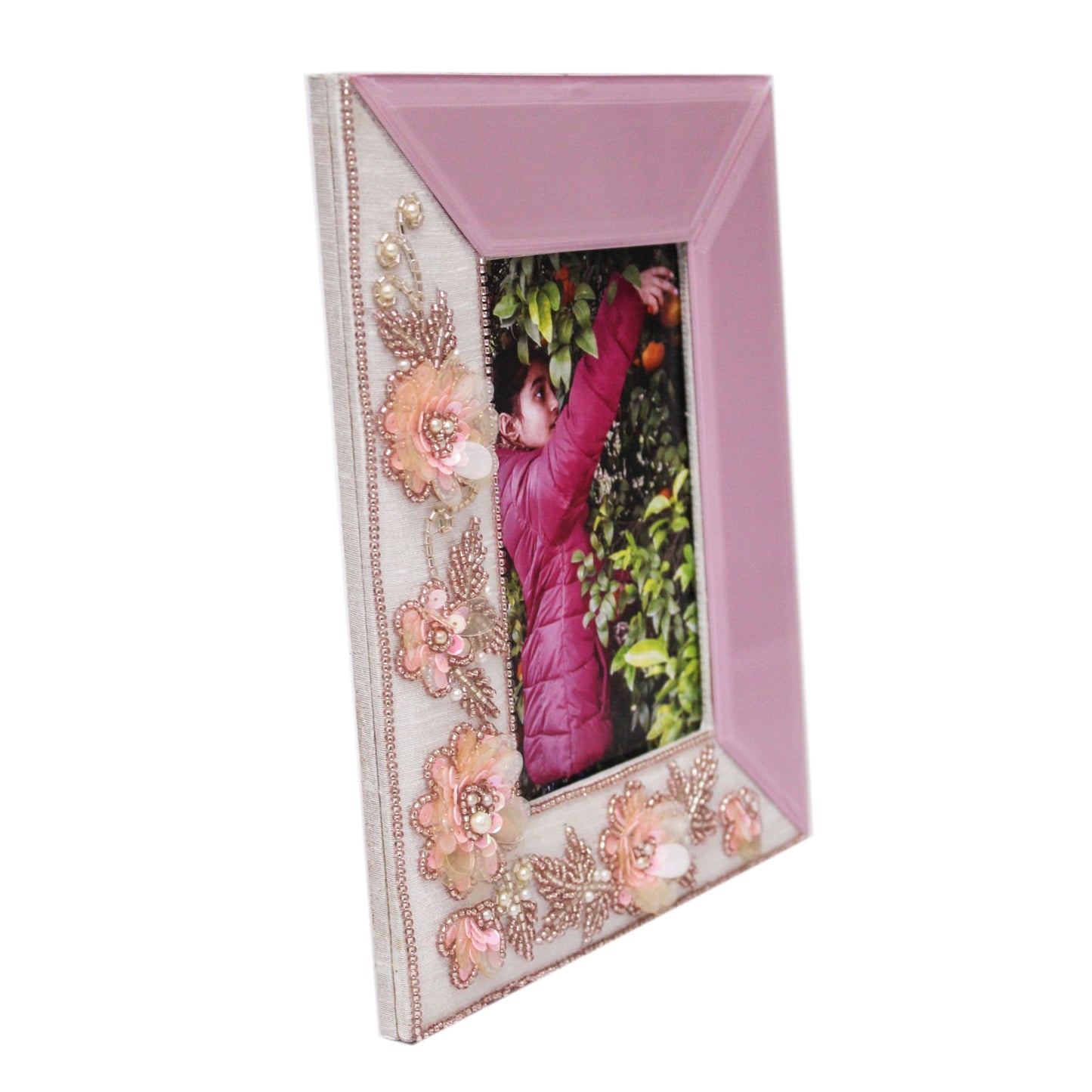 Glass & Printed Fabric Picture Frame