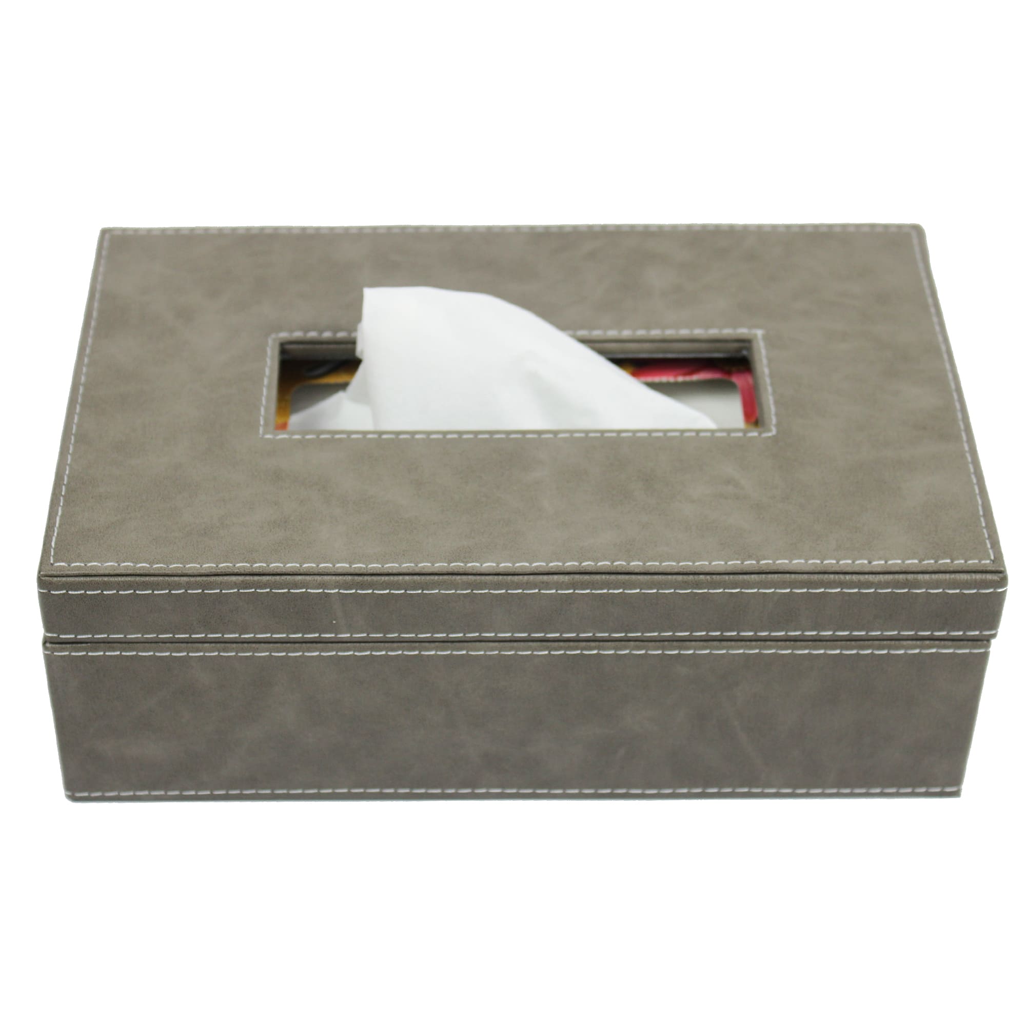 Elegant Faux Leather Desk Organizer Set with Tissue Box, Coaster set and Utility Tray