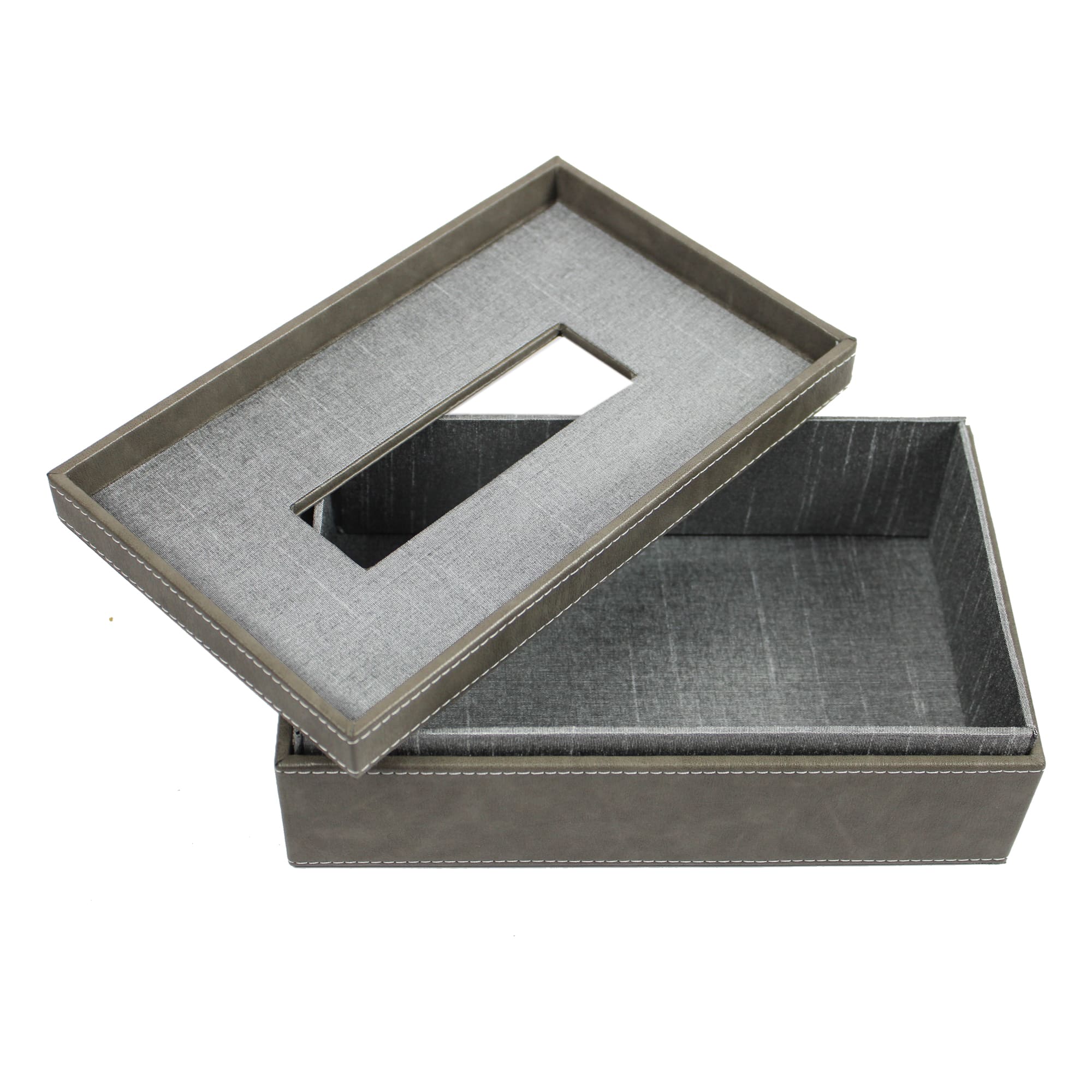 Elegant Faux Leather Desk Organizer Set with Tissue Box, Coaster set and Utility Tray