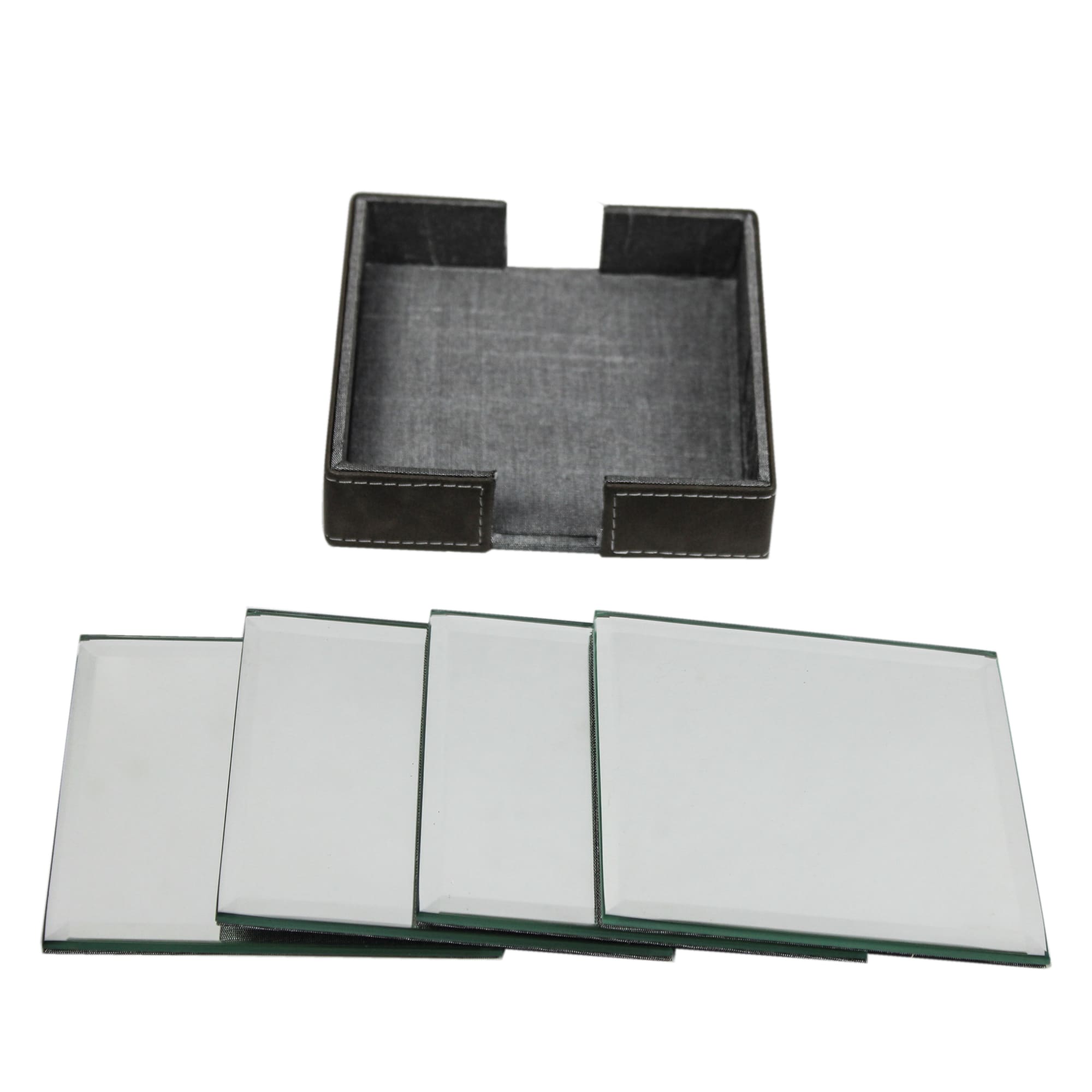 Elegant Faux Leather Desk Organizer Set with Tissue Box, Coaster set and Utility Tray