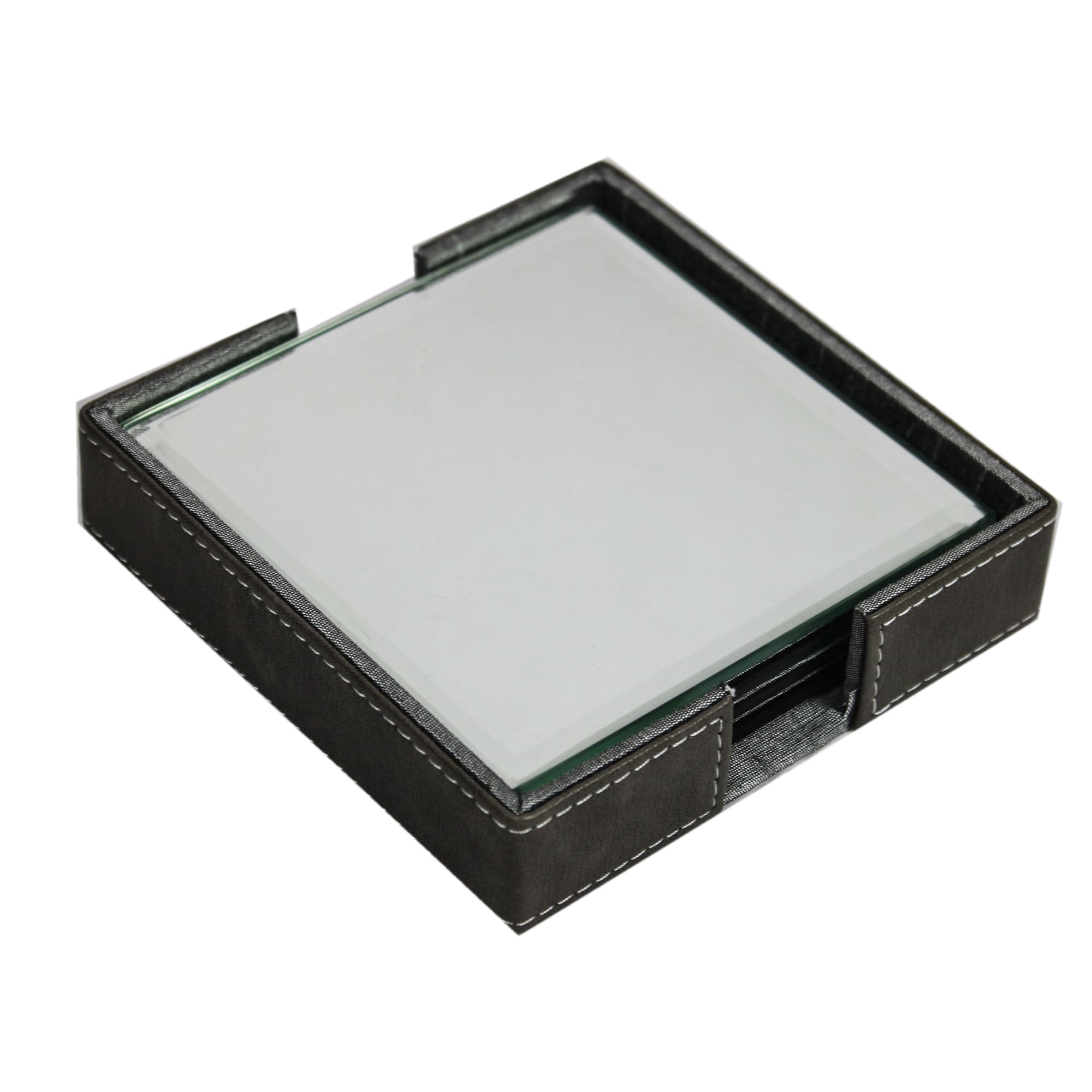 Elegant Faux Leather Desk Organizer Set with Tissue Box, Coaster set and Utility Tray 
