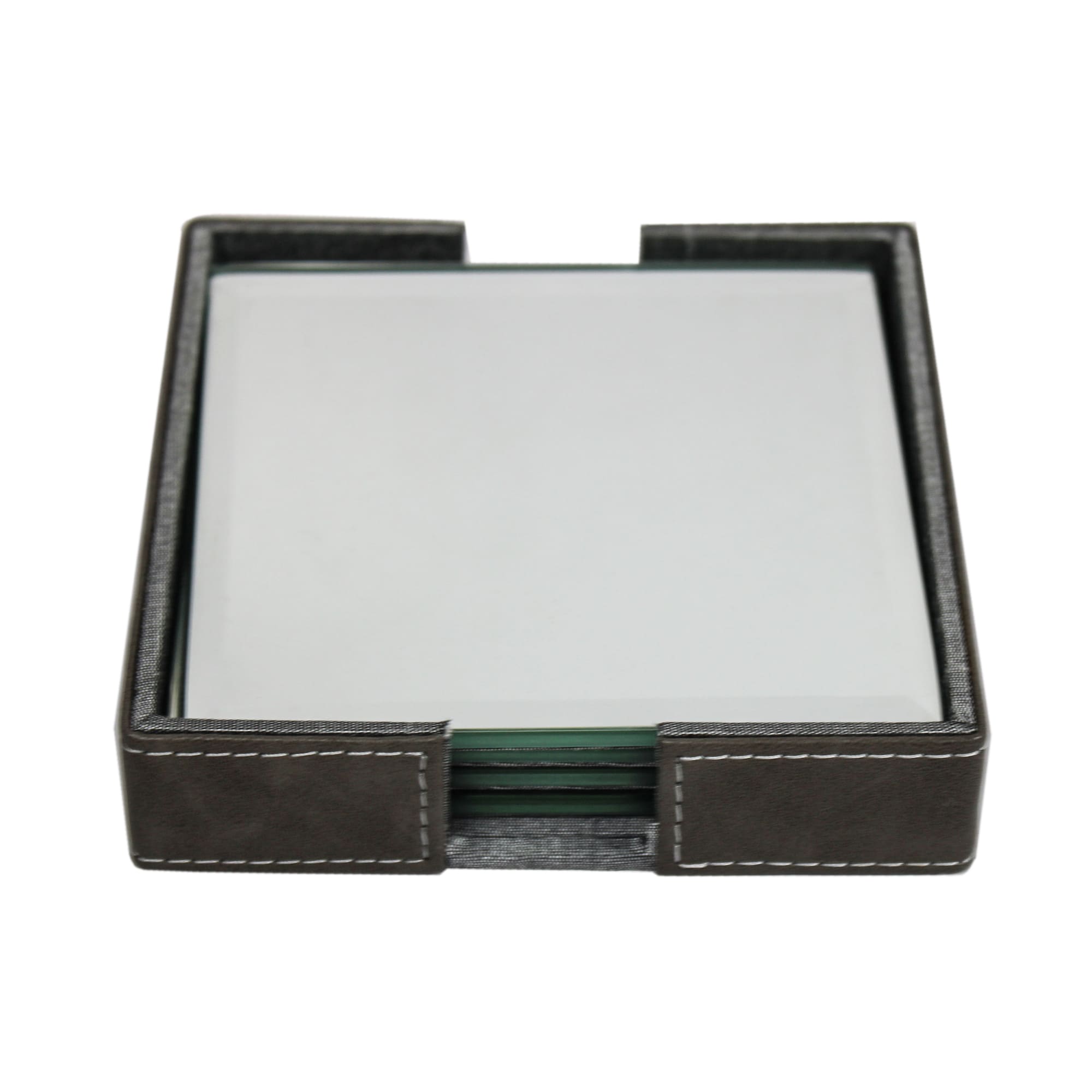 Elegant Faux Leather Desk Organizer Set with Tissue Box, Coaster set and Utility Tray