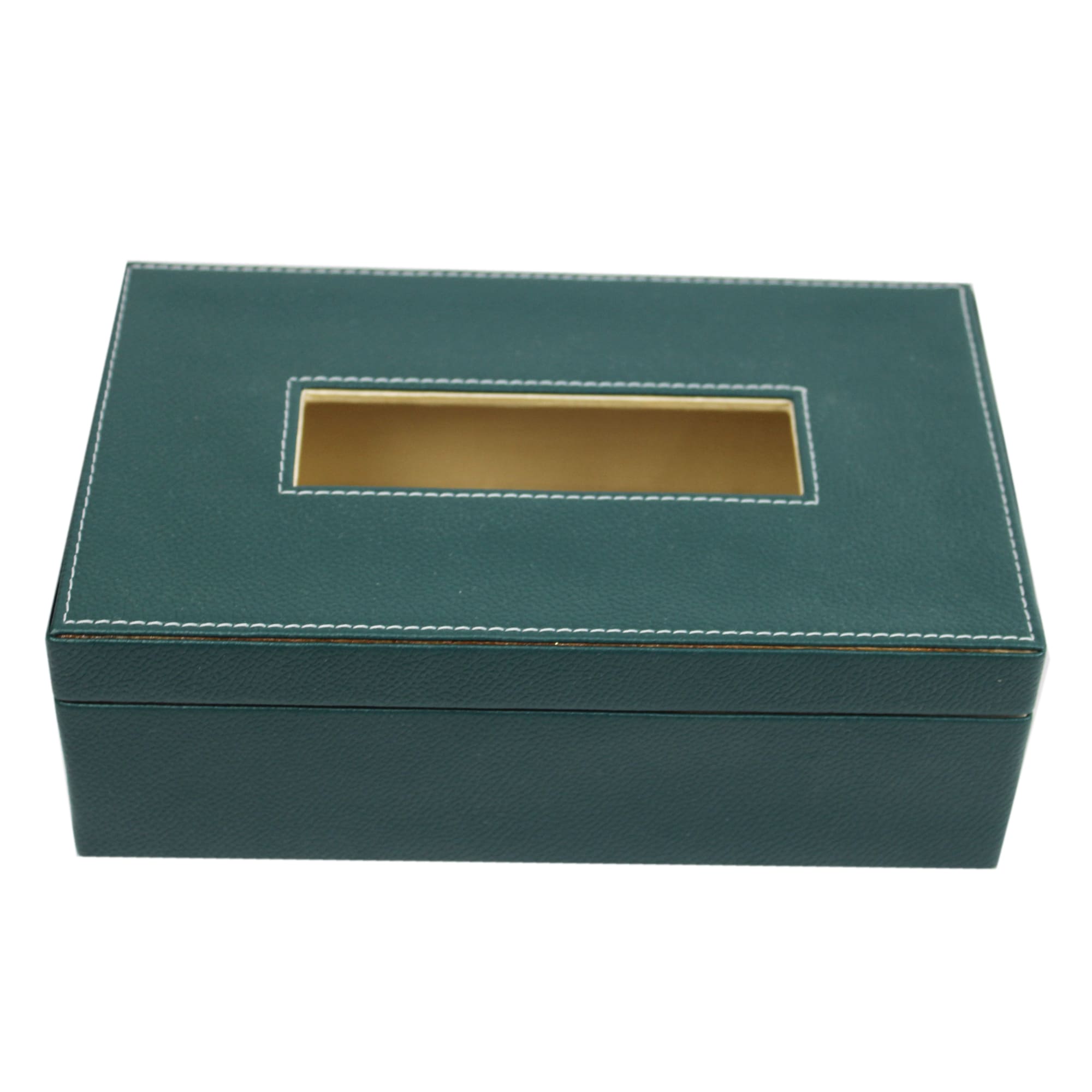 Elegant Green Faux Leather Desk Organizer Set with Tissue Box, Coaster set and Utility Tray