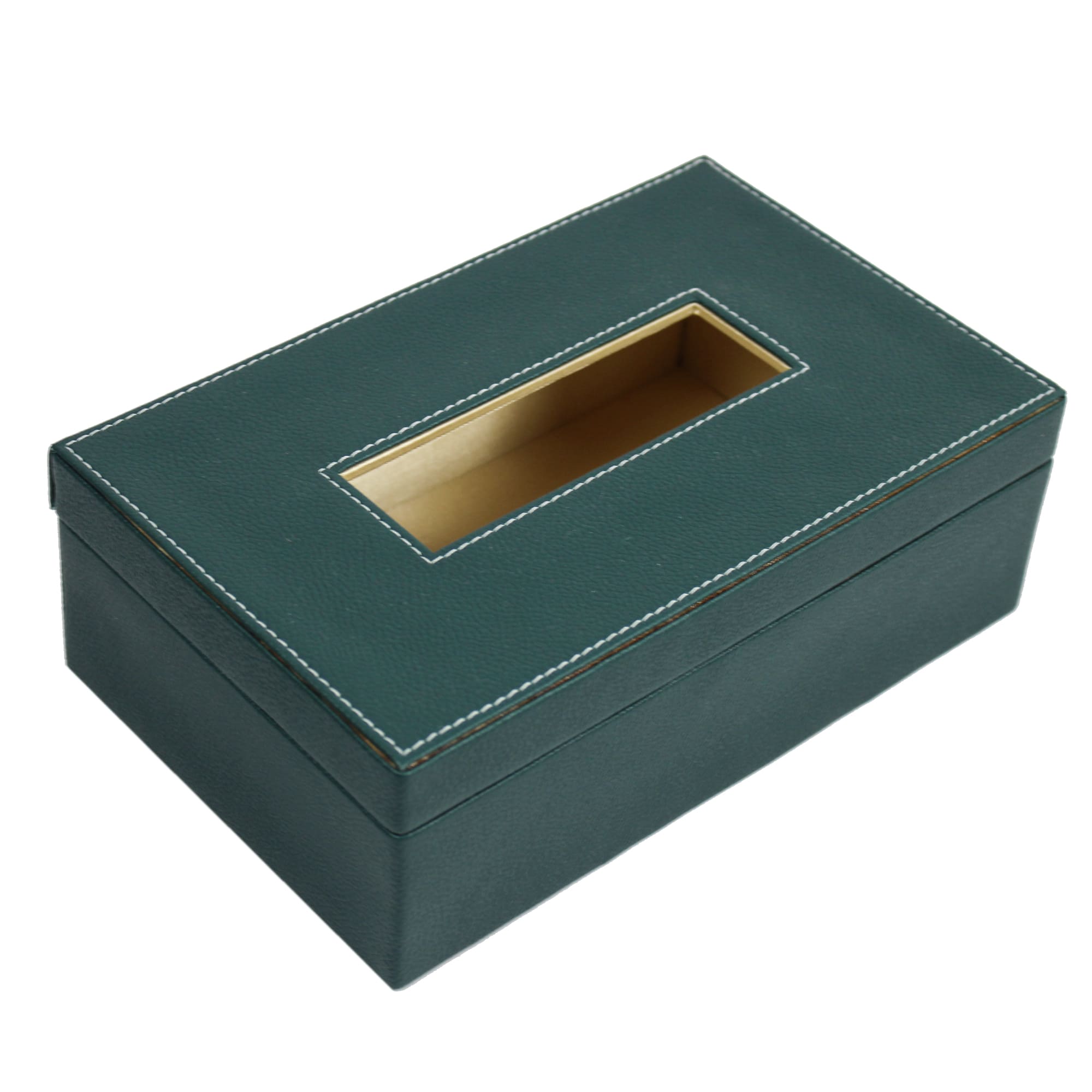 Elegant Green Faux Leather Desk Organizer Set with Tissue Box, Coaster set and Utility Tray