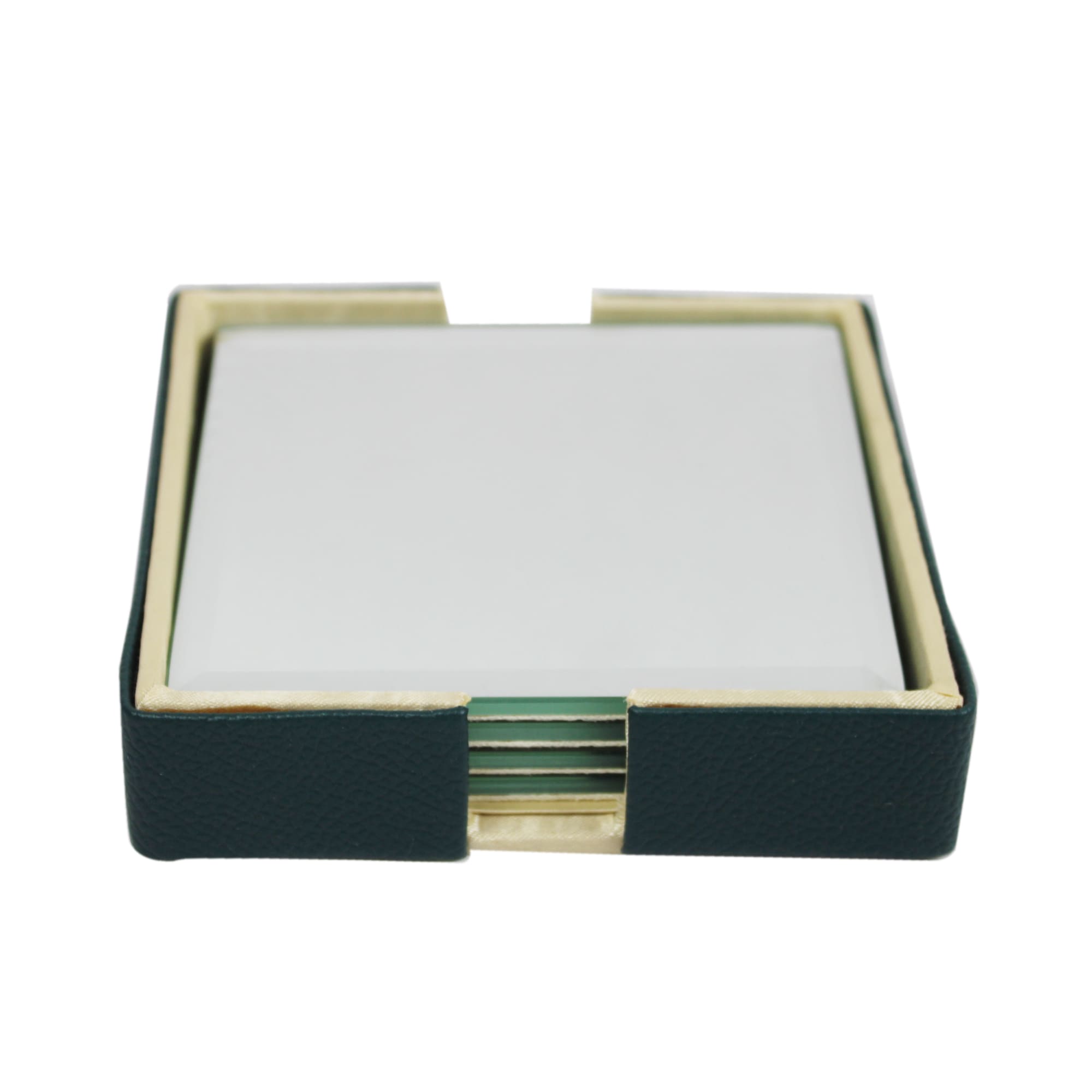 Elegant Green Faux Leather Desk Organizer Set with Tissue Box, Coaster set and Utility Tray