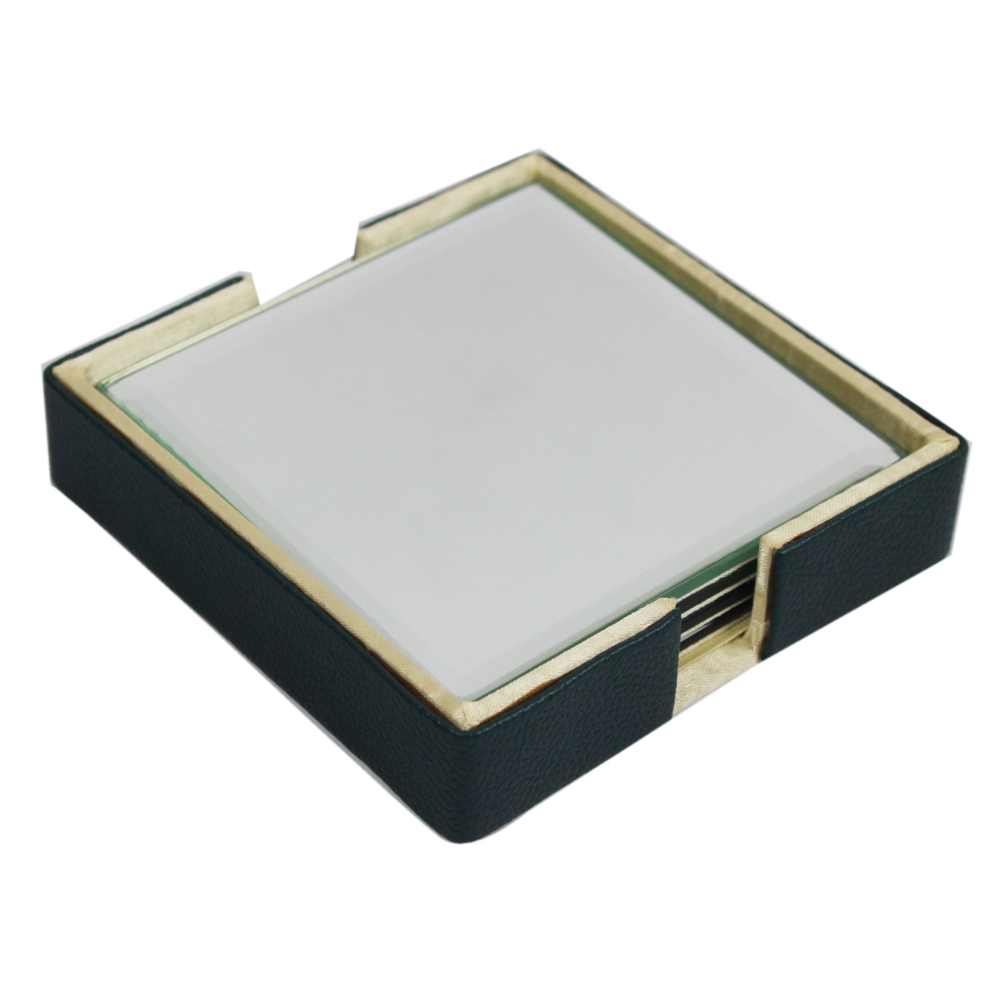 Elegant Green Faux Leather Desk Organizer Set with Tissue Box, Coaster set and Utility Tray