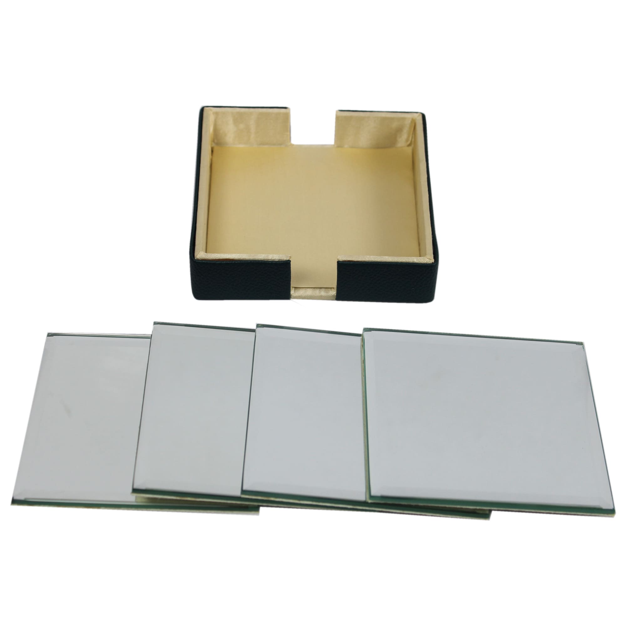 Elegant Green Faux Leather Desk Organizer Set with Tissue Box, Coaster set and Utility Tray