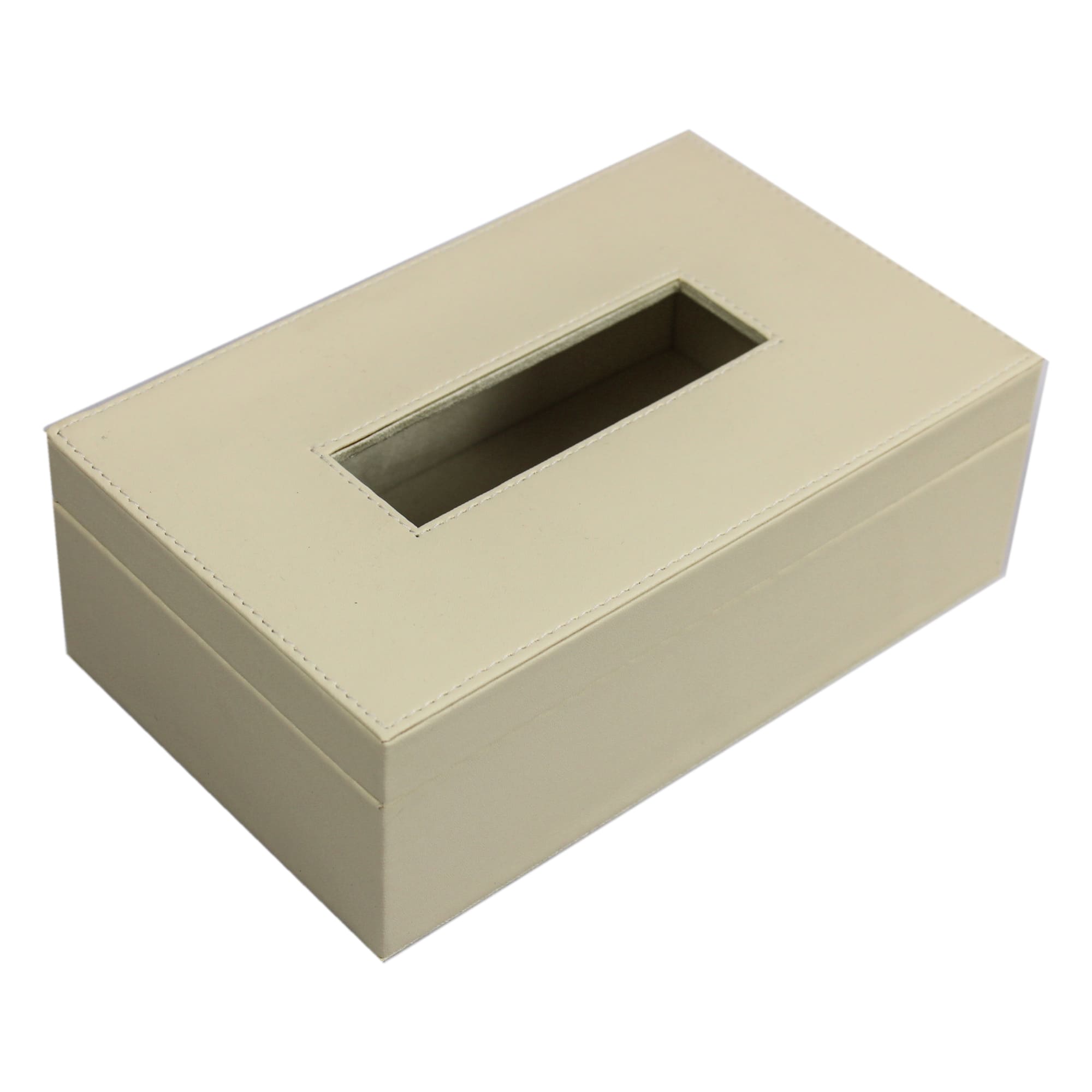 Elegant Ivory Faux Leather Desk Organizer Set with Tissue Box, Coaster set and Utility Tray
