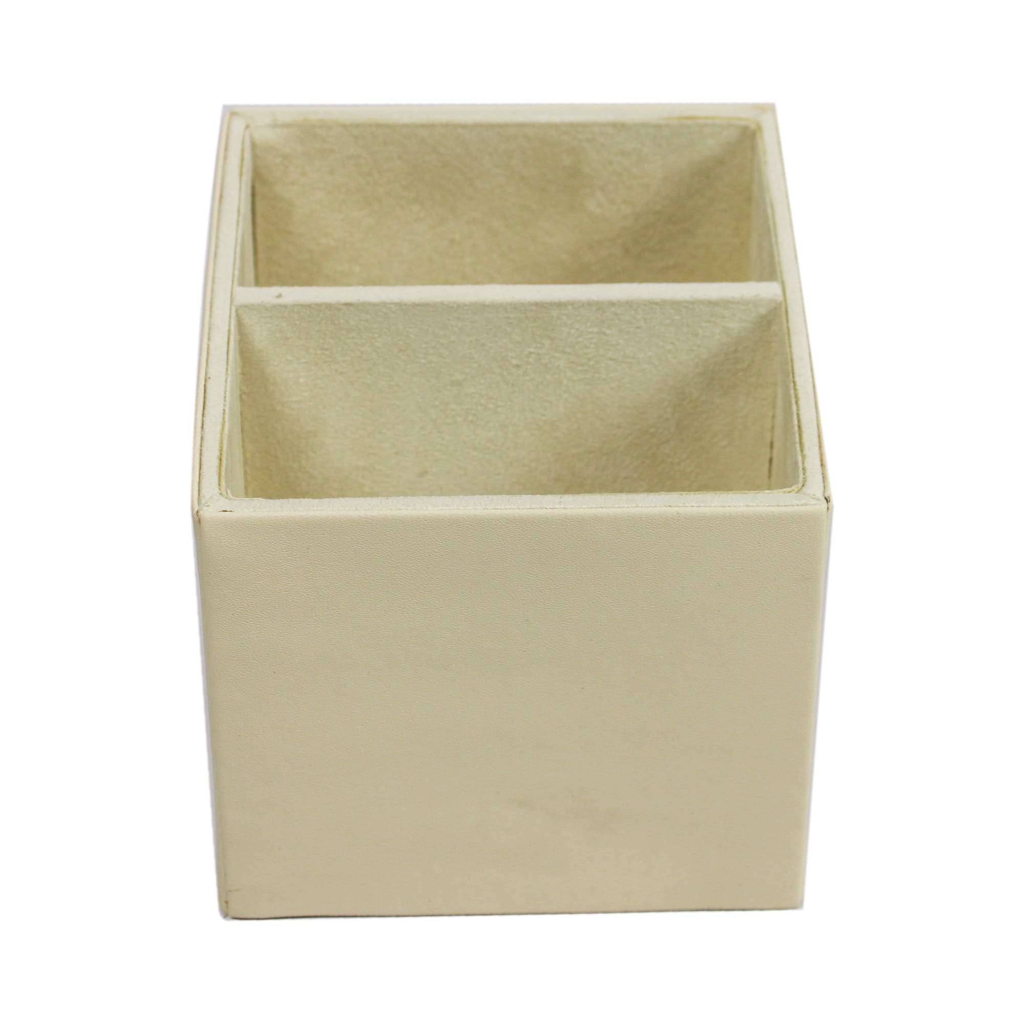 Elegant Ivory Faux Leather Desk Organizer Set with Tissue Box, Coaster set and Utility Tray