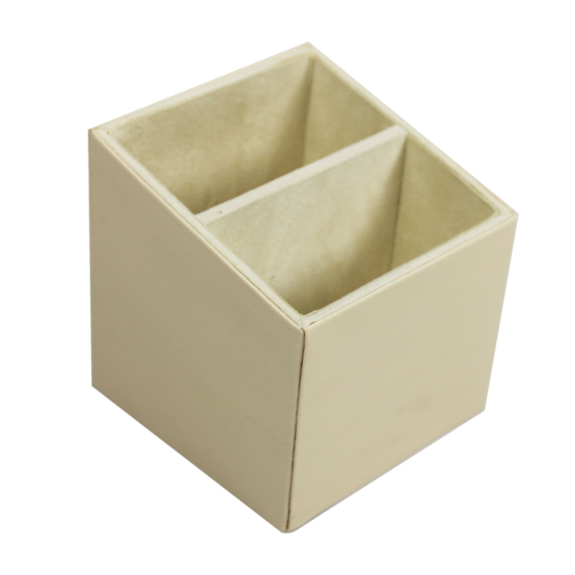 Elegant Ivory Faux Leather Desk Organizer Set with Tissue Box, Coaster set and Utility Tray