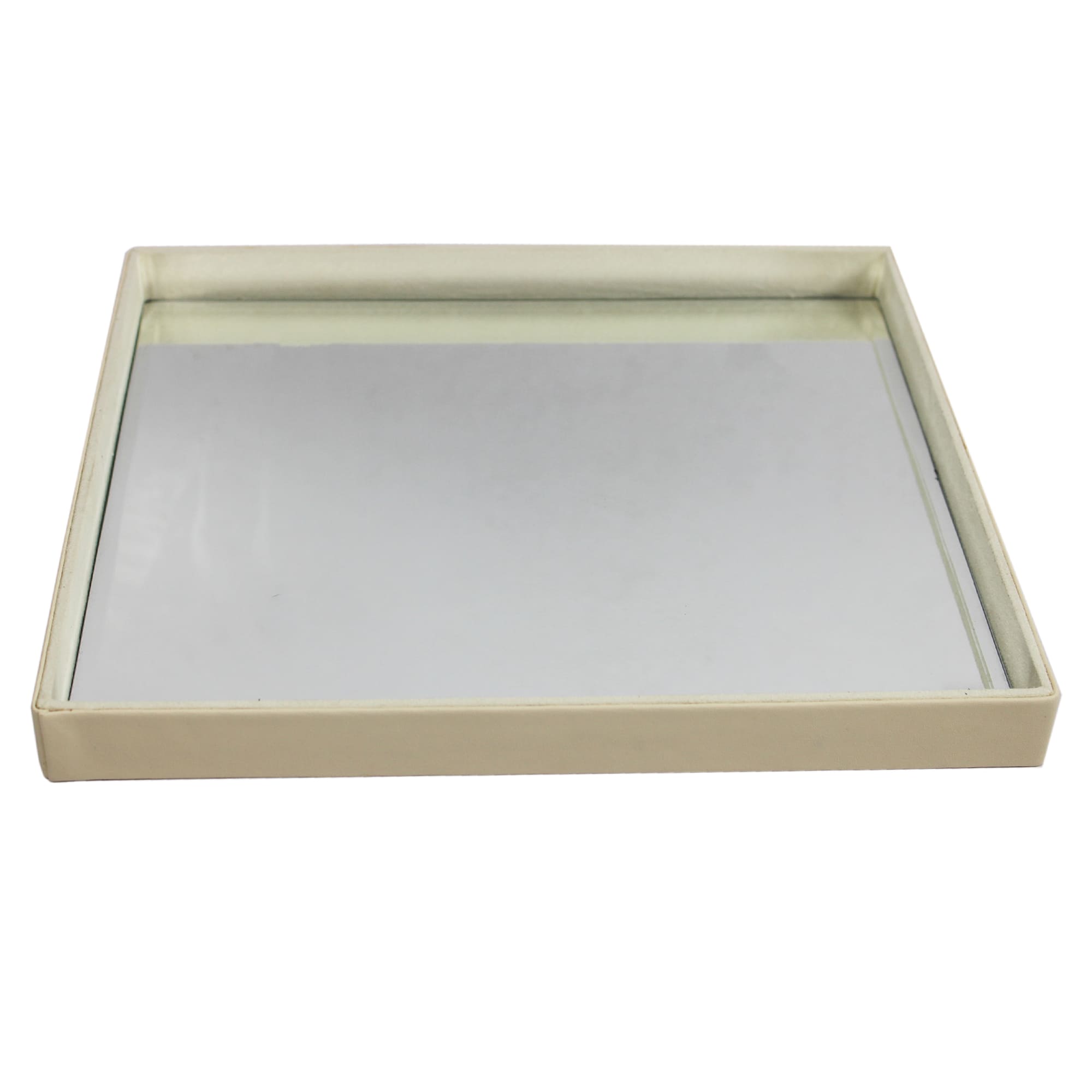 Elegant Ivory Faux Leather Desk Organizer Set with Tissue Box, Coaster set and Utility Tray