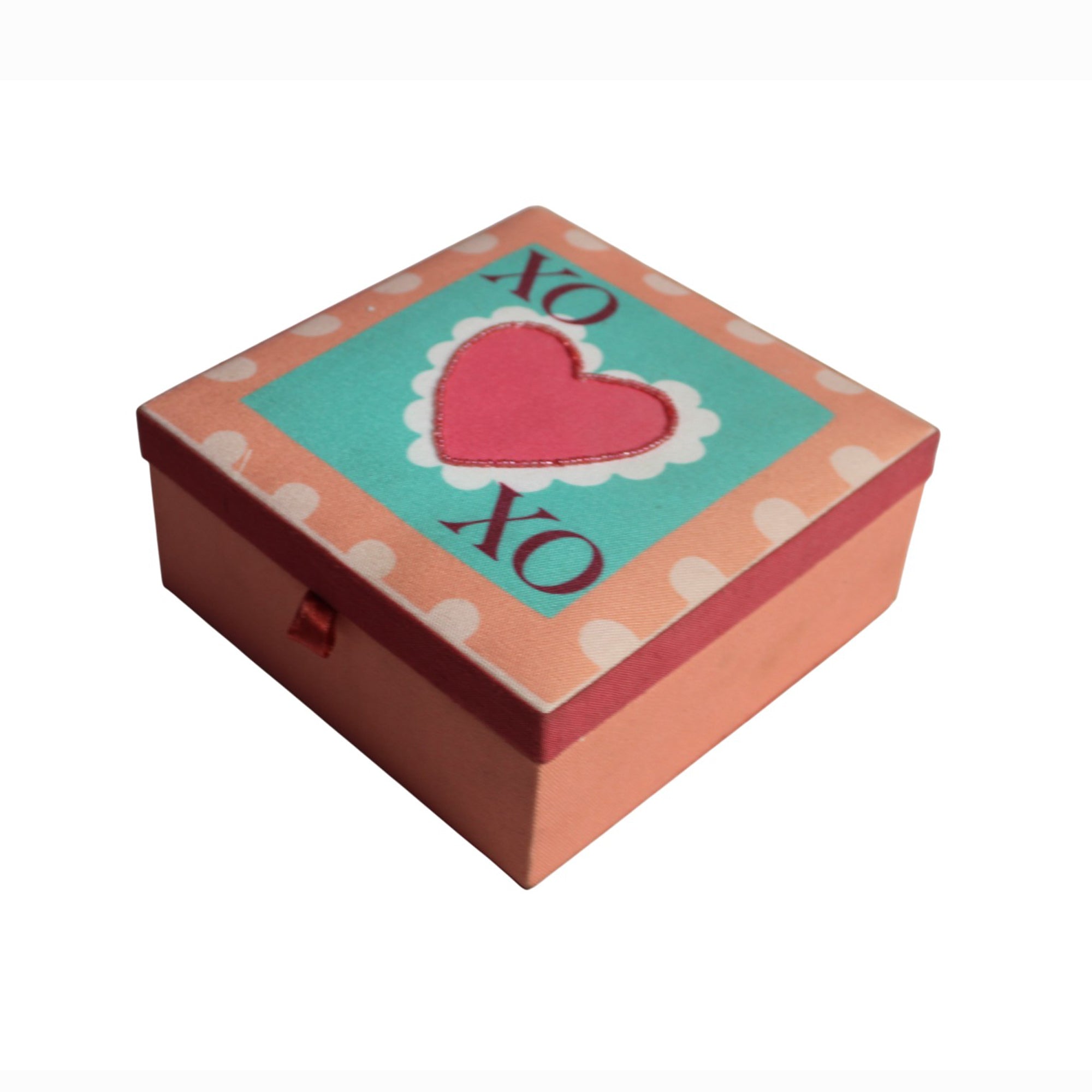 "XO" Heart-Accent Fabric Jewellery Box