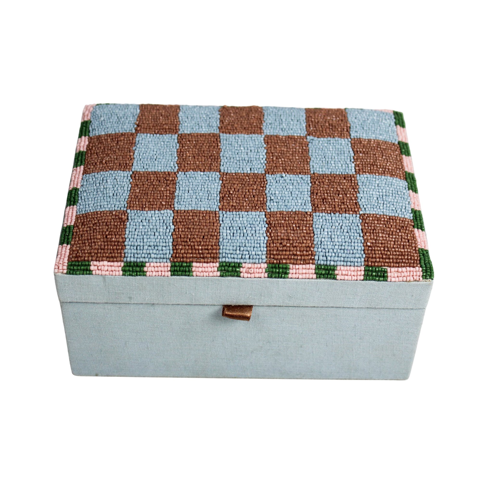 Harlequin Checkered Beaded Jewellery Box