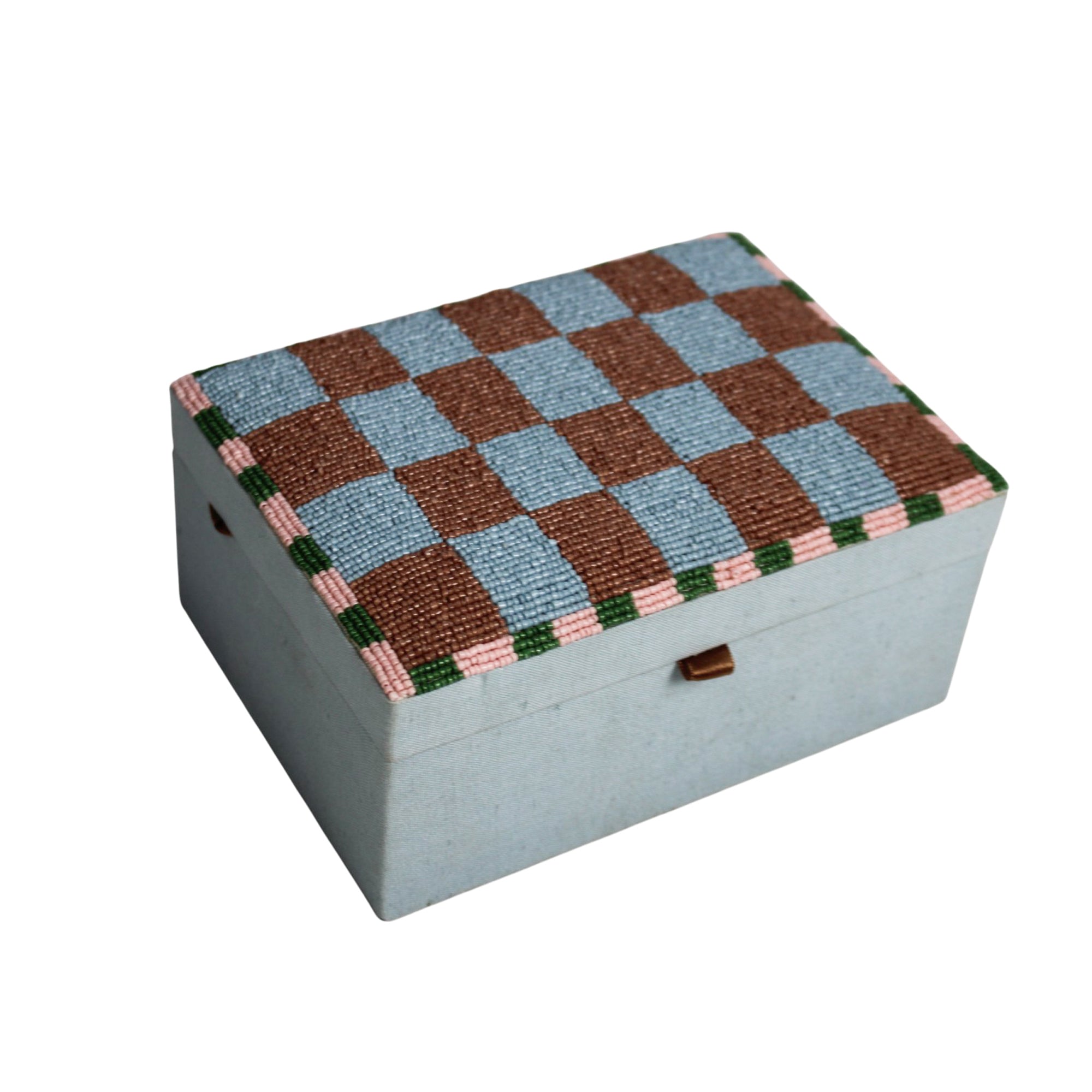 Harlequin Checkered Beaded Jewellery Box