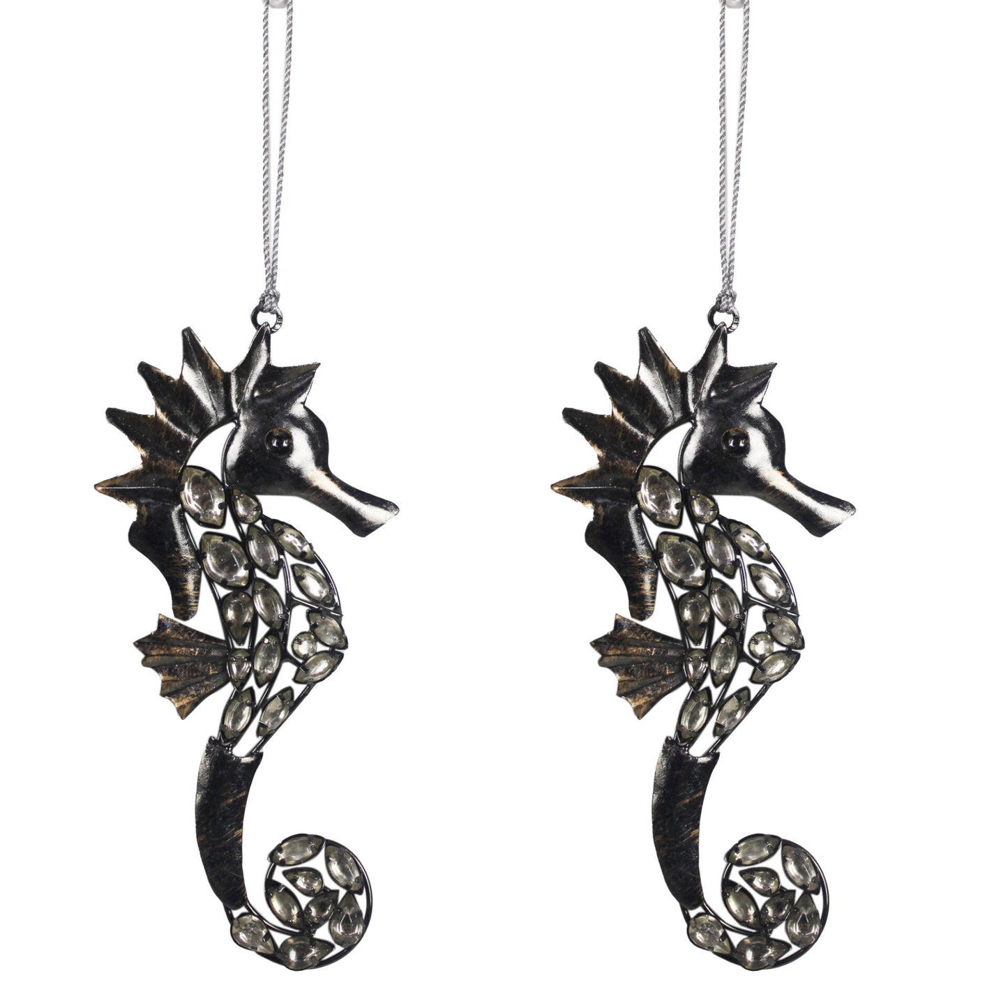 Set of 2 Jewelled Seahorse Christmas Tree Ornaments