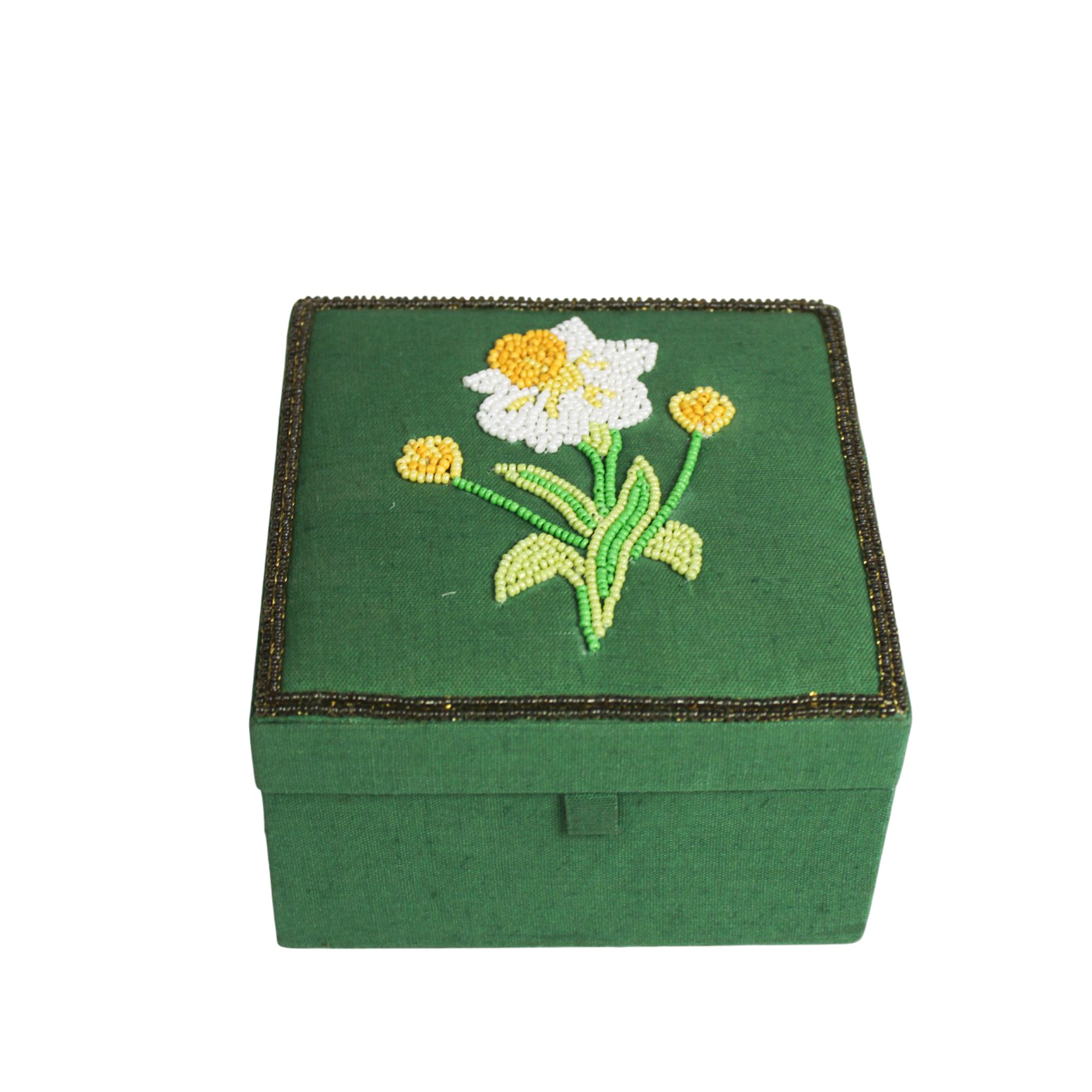 Spring Bloom Beaded Fabric Jewellery Box